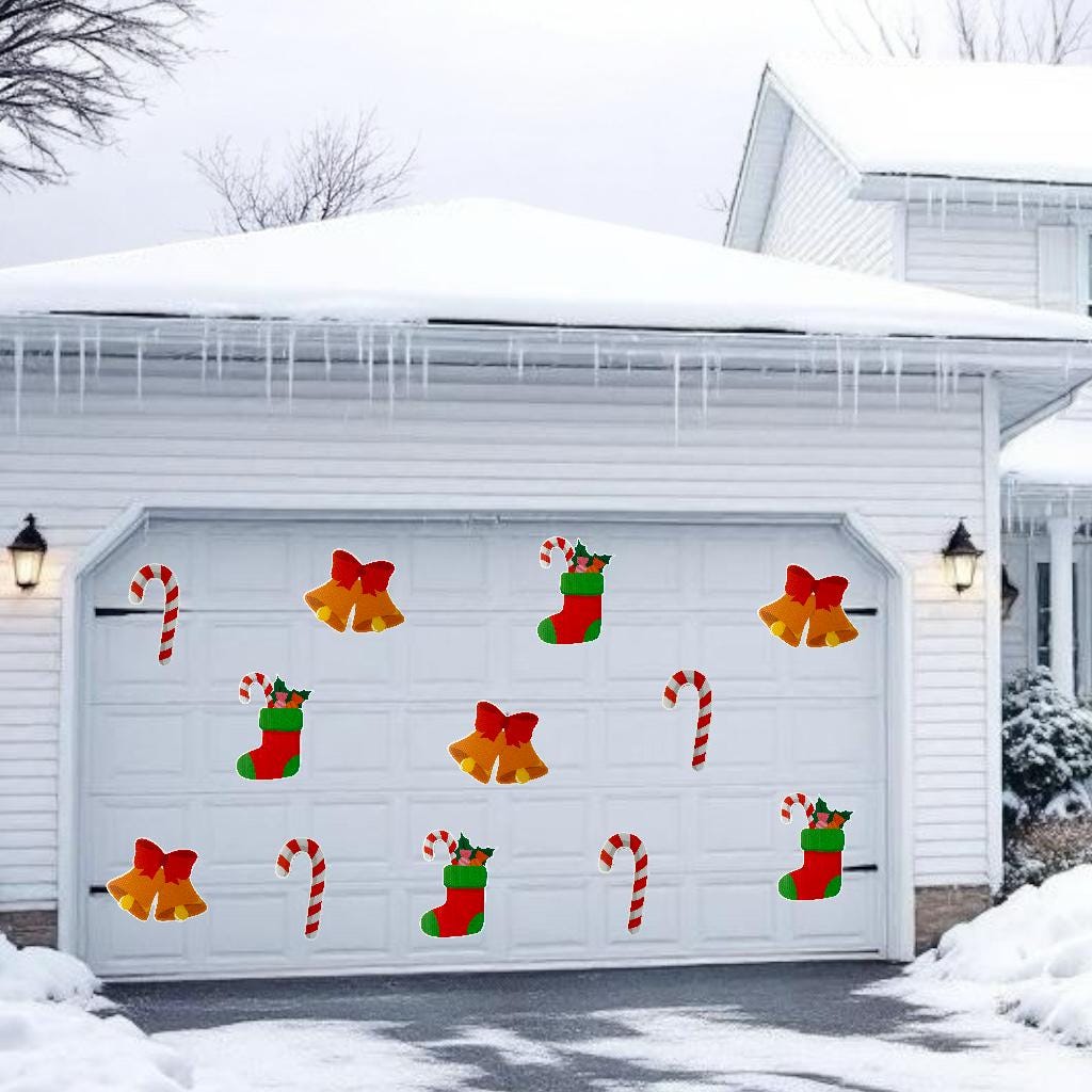 Christmas Ornament Signs - Outdoor Porch & Door Decor, Holiday Home Art Banner - Set of 12