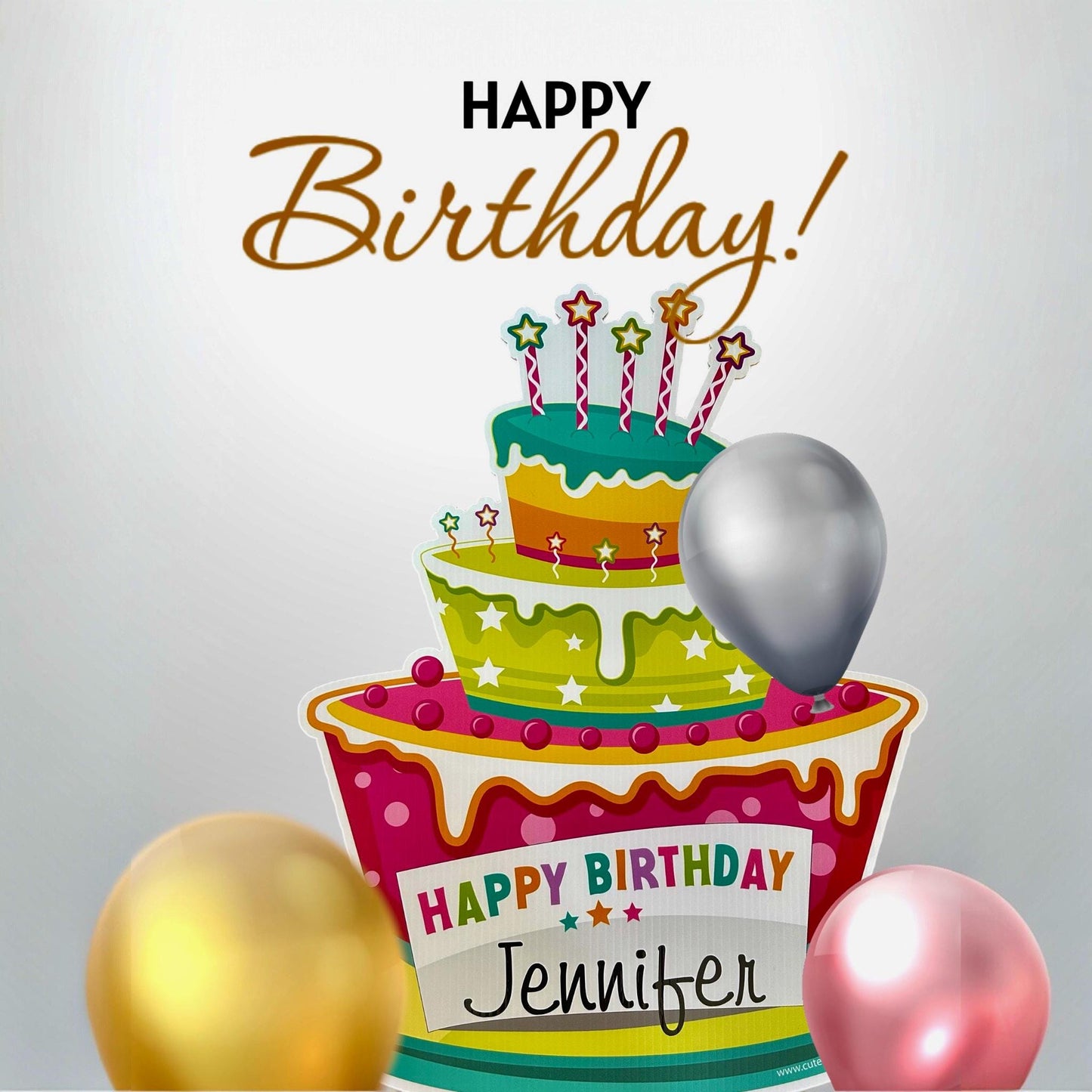 Personalized Sweet 16 Birthday Yard Sign: Cake Lawn Decoration