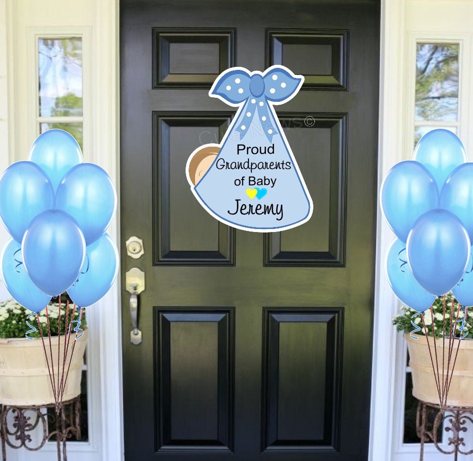 Proud Grandparents Stork Door Sign New Grandma Proud Grandpa Personalized Baby Stork Decoration Welcome Home Newborn Door Hanger Custom Gift