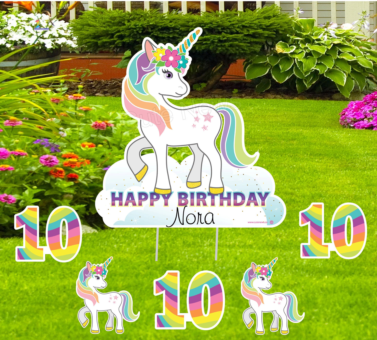 Personalized Unicorn Birthday Yard Sign: Outdoor Party Decoration