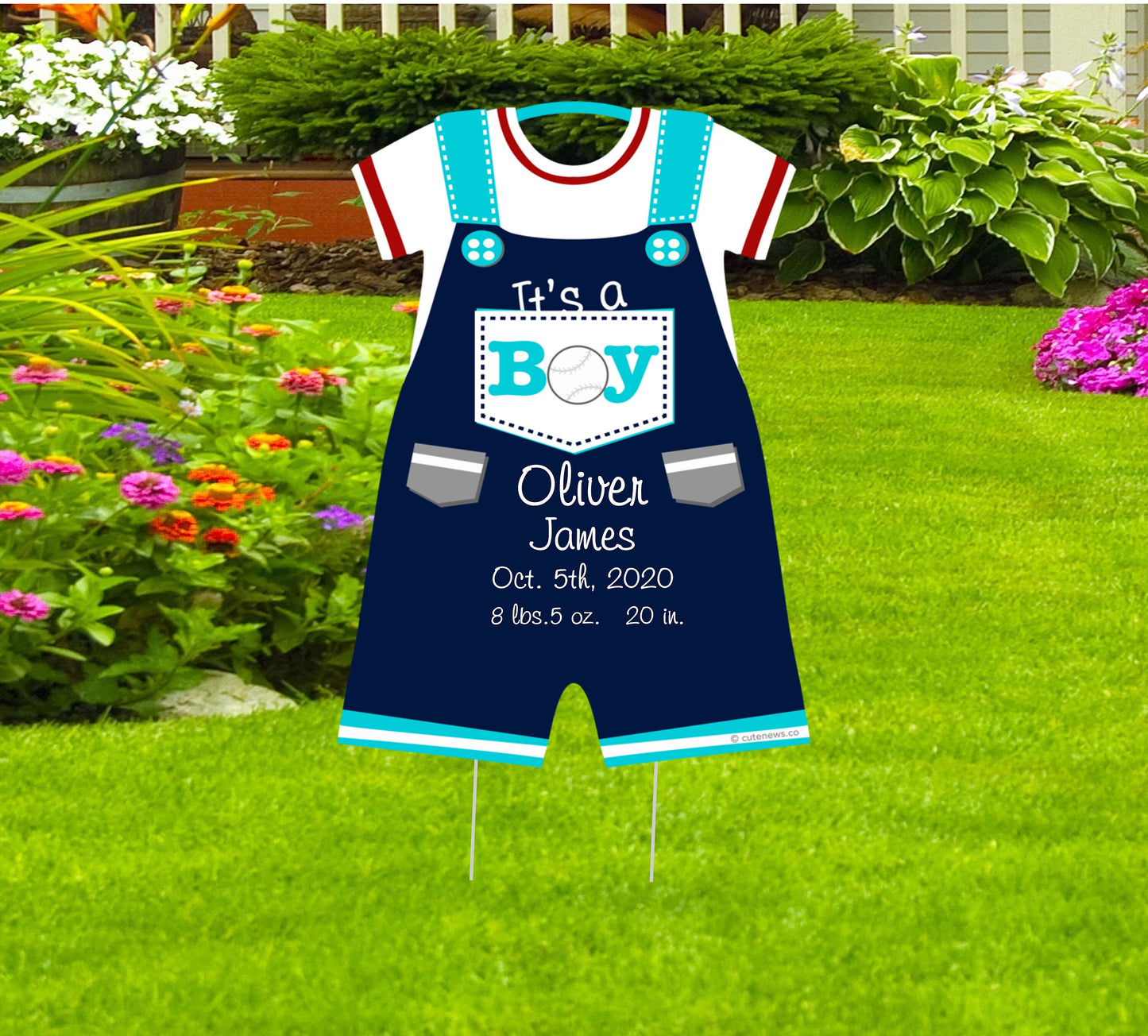 Personalized Baby Boy Announcement Yard Sign: Stork Lawn Decor