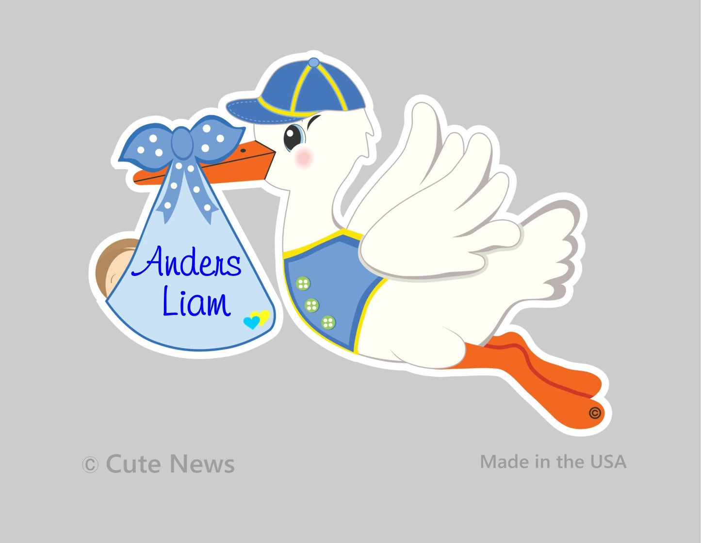 Stork Door Hanger: Welcome Home Baby Boy Sign, Newborn Announcement