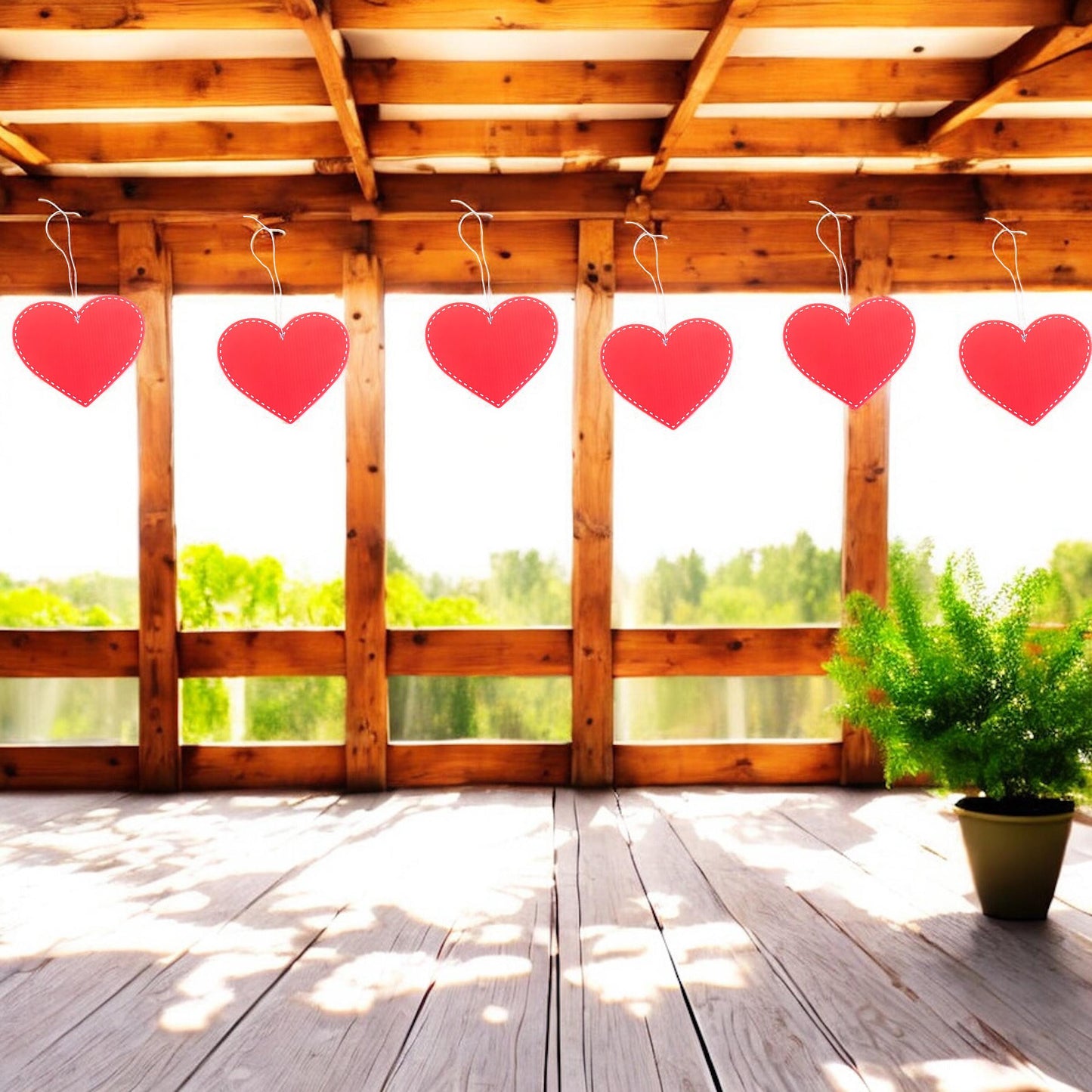 Red Heart Banner: Valentine's Day Outdoor Party Decorations - Set of 6