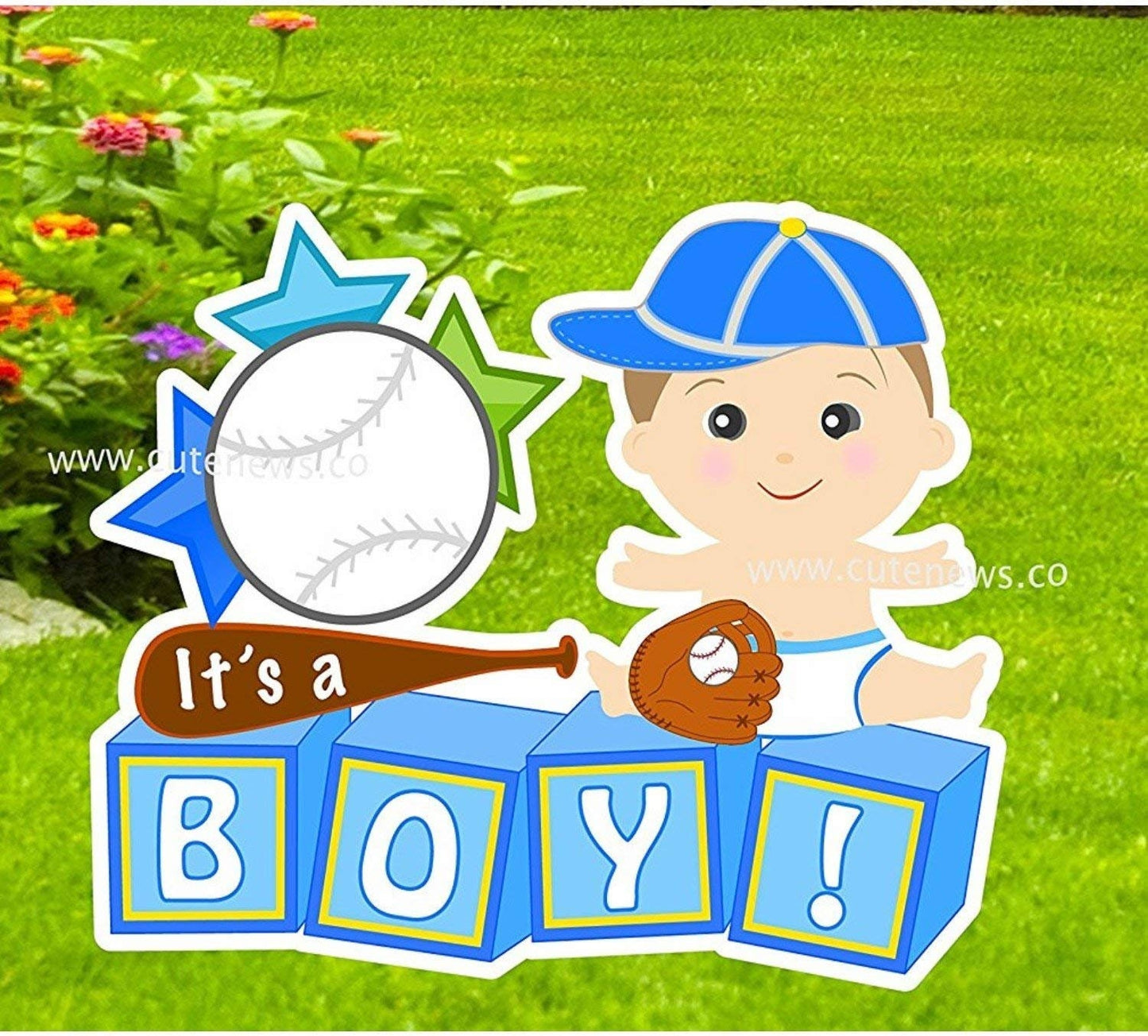 It’s a Boy or Girl Baseball Yard Sign – Personalized Baby Announcement Lawn Decor – Welcome Home Newborn – New Birth Arrival - Stork Gift