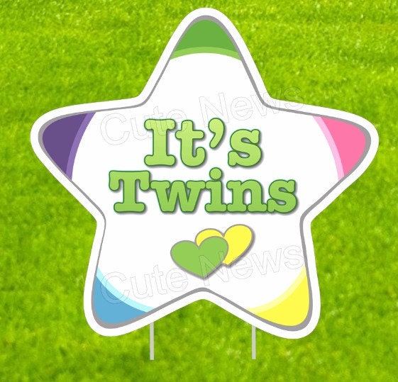 Its Twins Stork Yard Signs Welcome Home Baby Boy and Girl Newborn Lawn Decoration Outdoor New Birth Arrival Announcement Gift, 4 ft