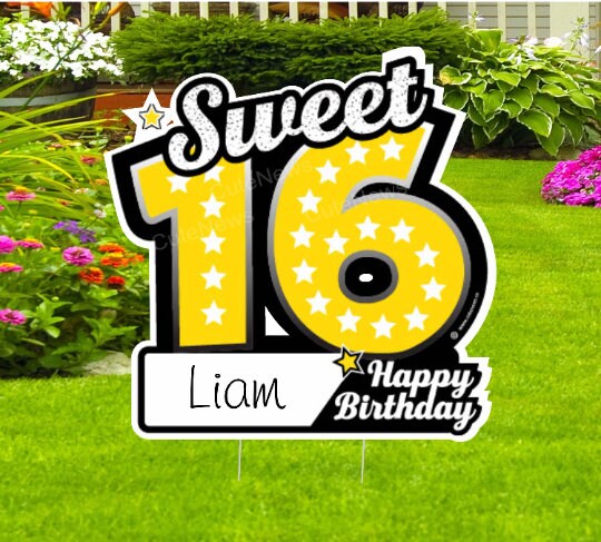 Personalized Sweet Sixteen Yard Sign: Outdoor Birthday Lawn Decoration