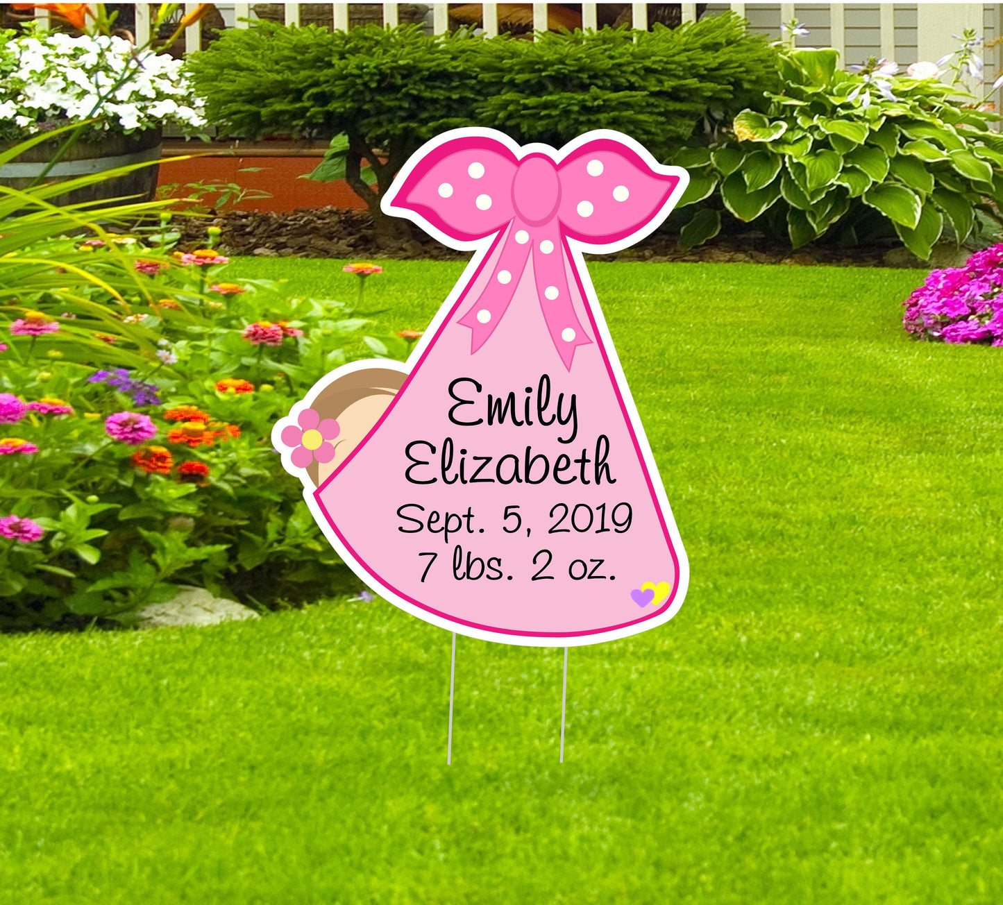 Custom Baby Birth Stats Stork Yard Sign: Newborn Arrival Announcement