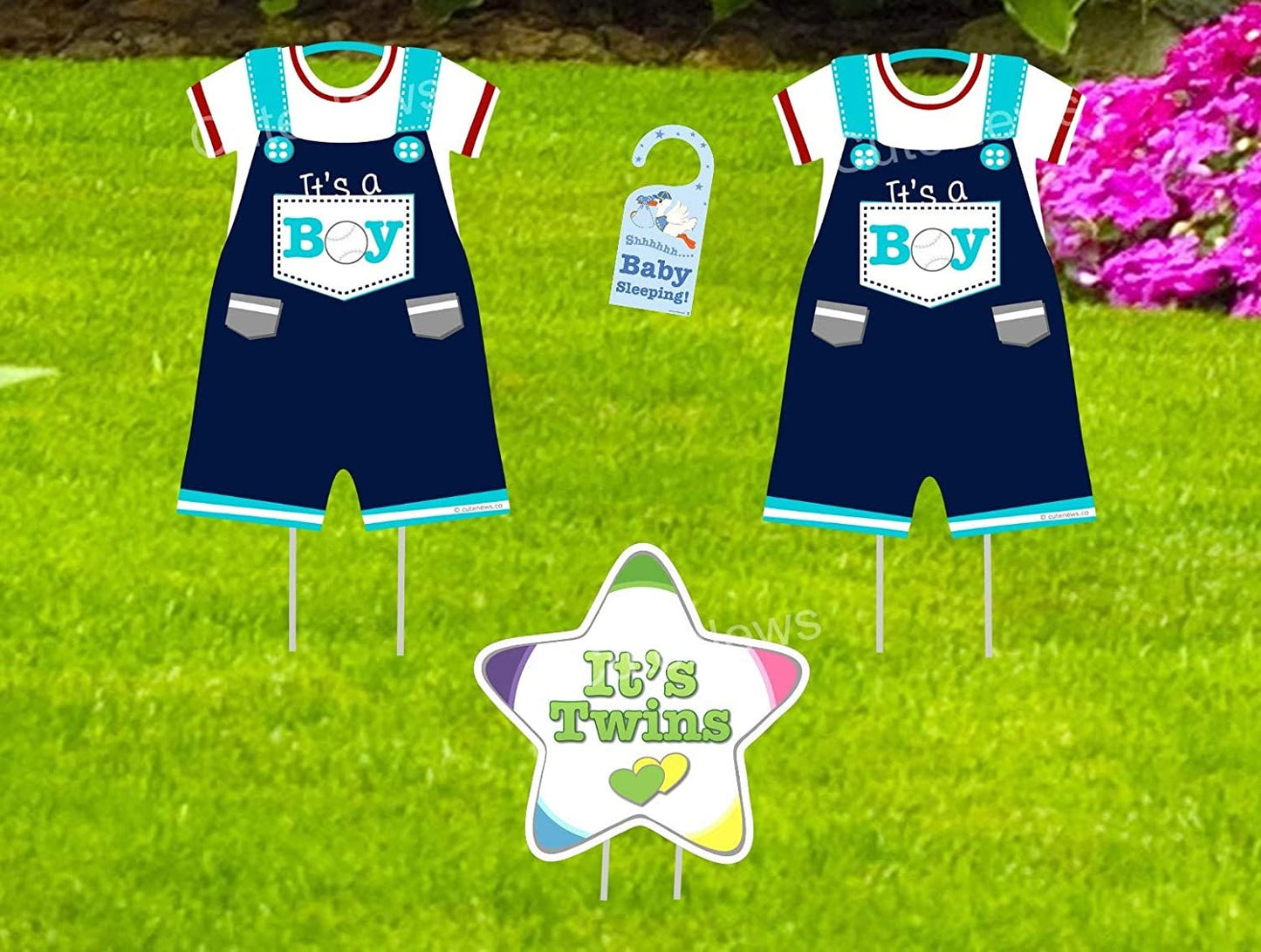 Twin Newborn Announcement Yard Signs: It's a Boy, It's a Girl, Welcome Home Baby Decoration