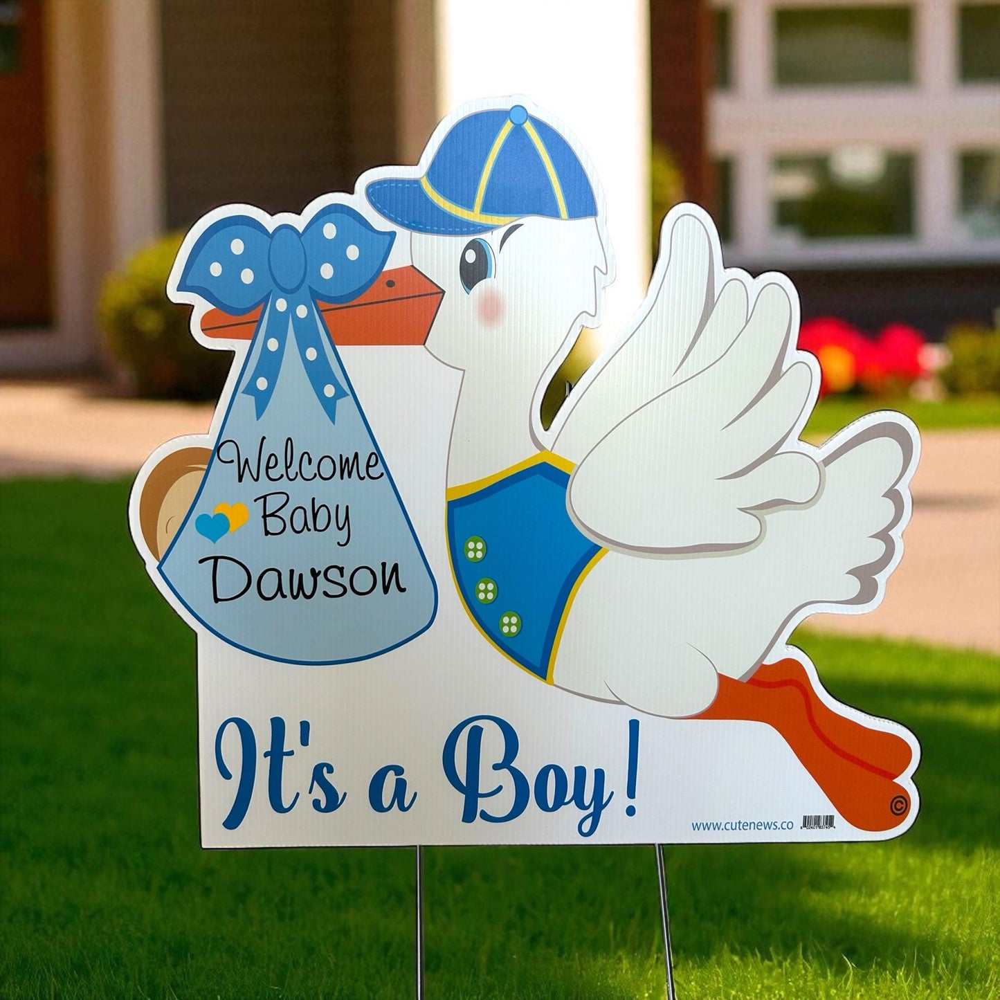 Personalized Baby Girl or Boy Stork Yard Sign: Newborn Arrival Decoration Kit