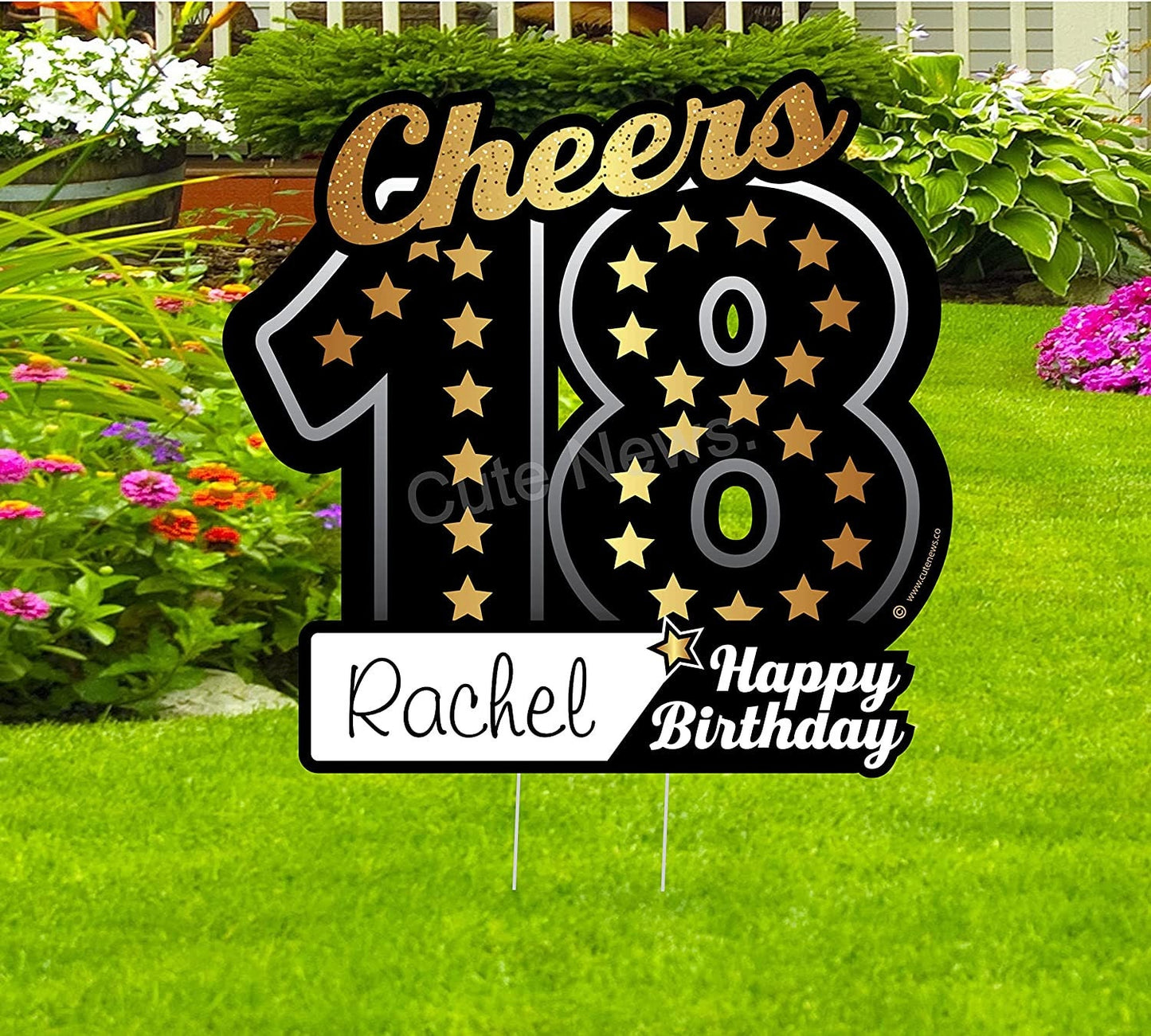 40th Birthday Yard Sign: Black and Gold Party Decor
