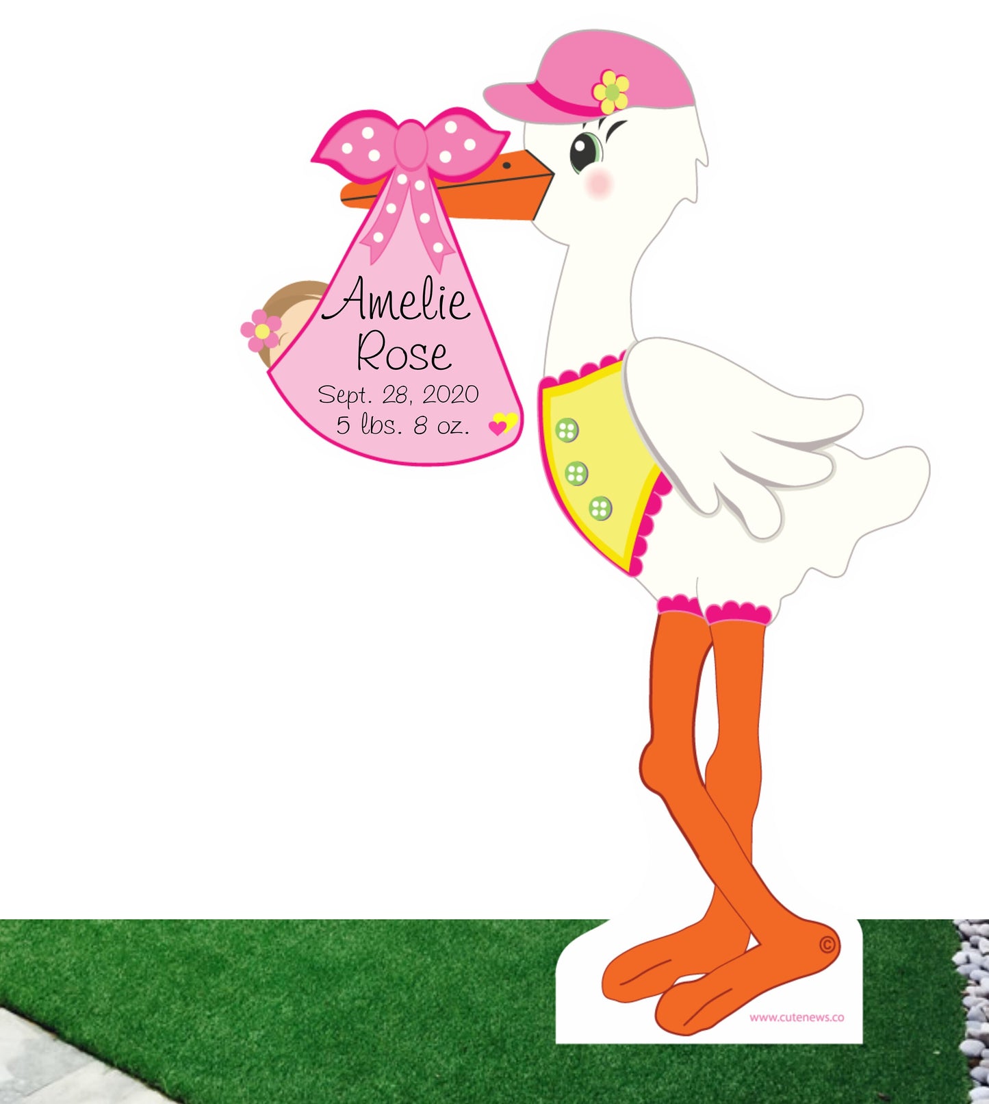 Welcome Home Baby Yard Sign, Stork Lawn Card, New Birth Stats, Its a Boy, Girl Baby Announcement Personalized Newborn Arrival Sign, Banner