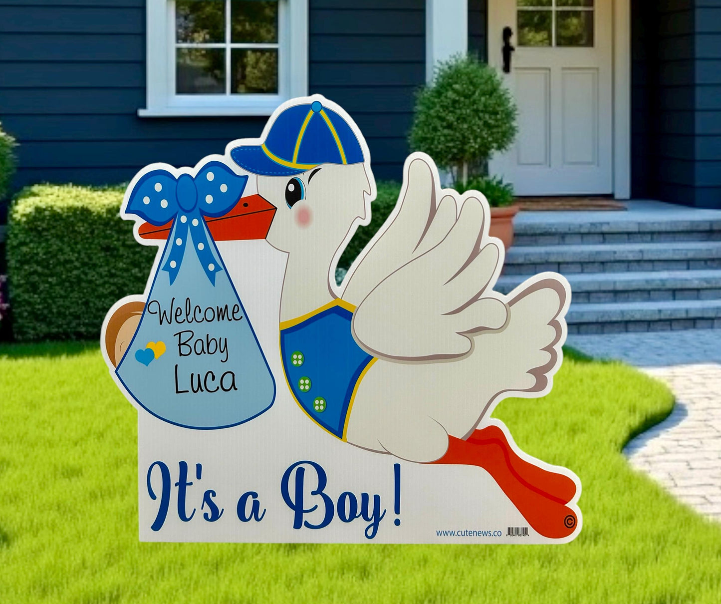 Personalized Stork Yard Sign: Newborn Birth Announcement, Outdoor Baby Shower Decor