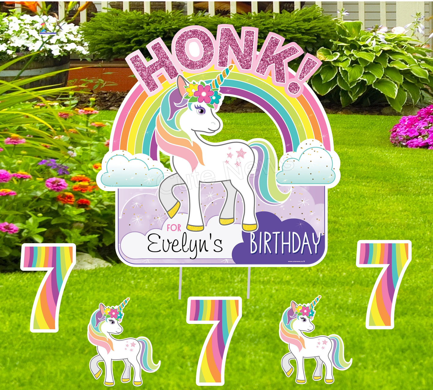 Personalized Unicorn Birthday Yard Sign: Rainbow Party Decor