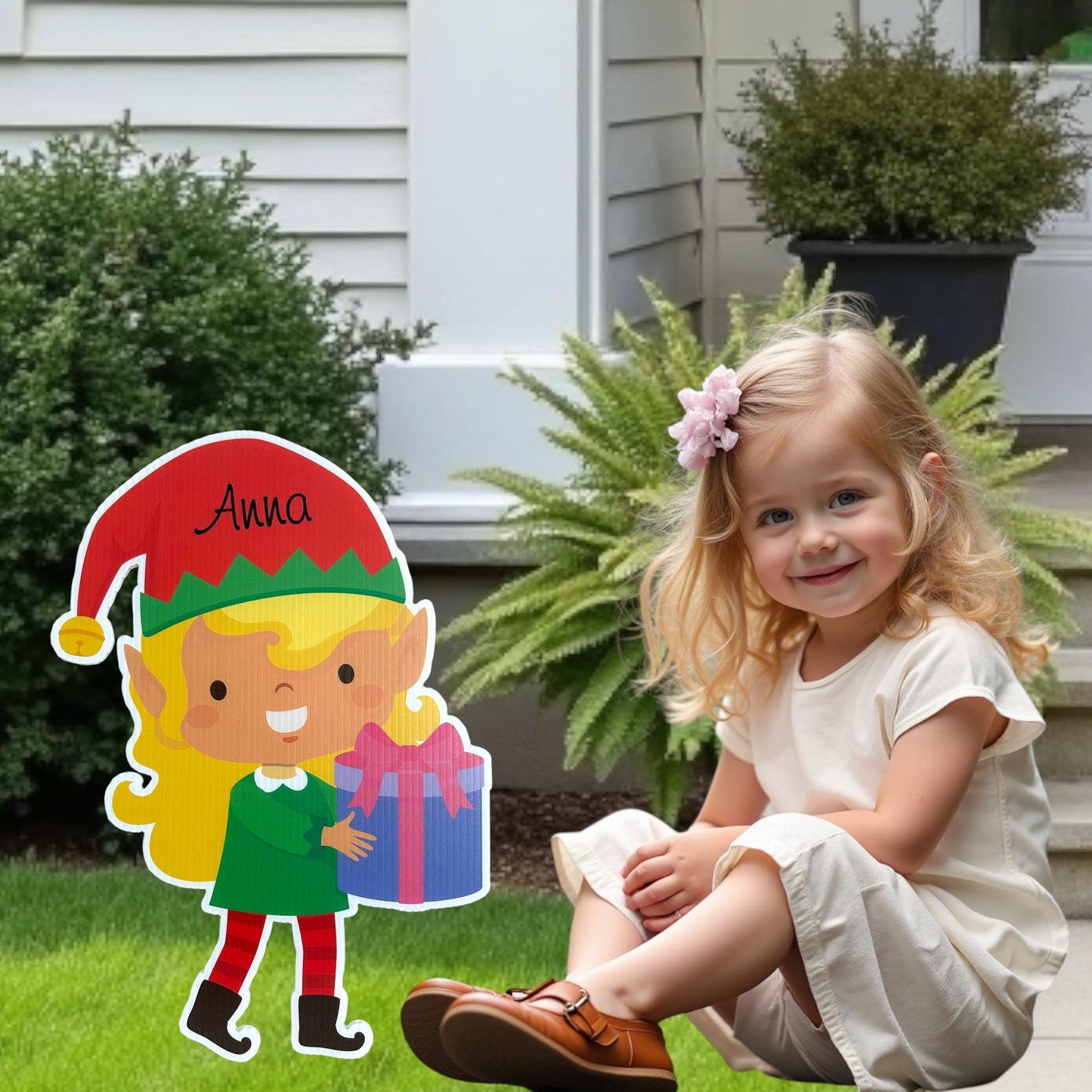 Personalized Elf Christmas Yard Sign: Holiday Lawn Decor - Christmas Gift