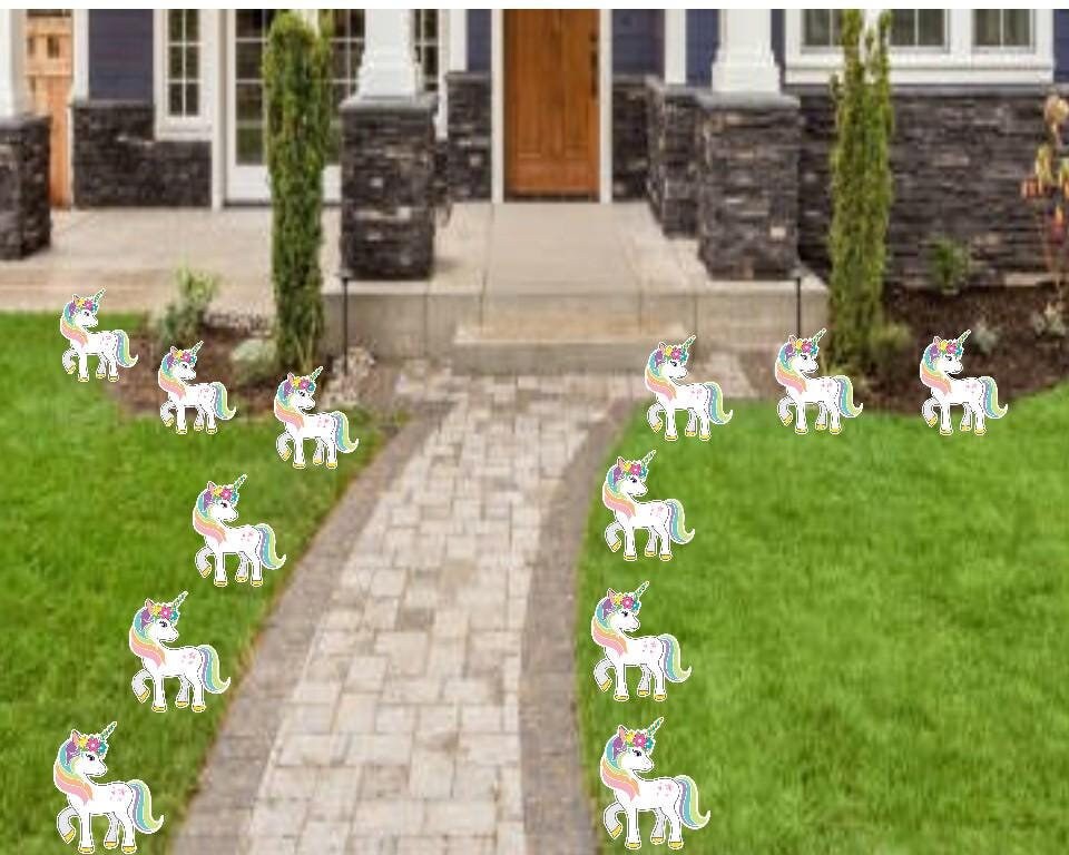 Unicorn Birthday Yard Signs: Magical Party Decor - Set of 12