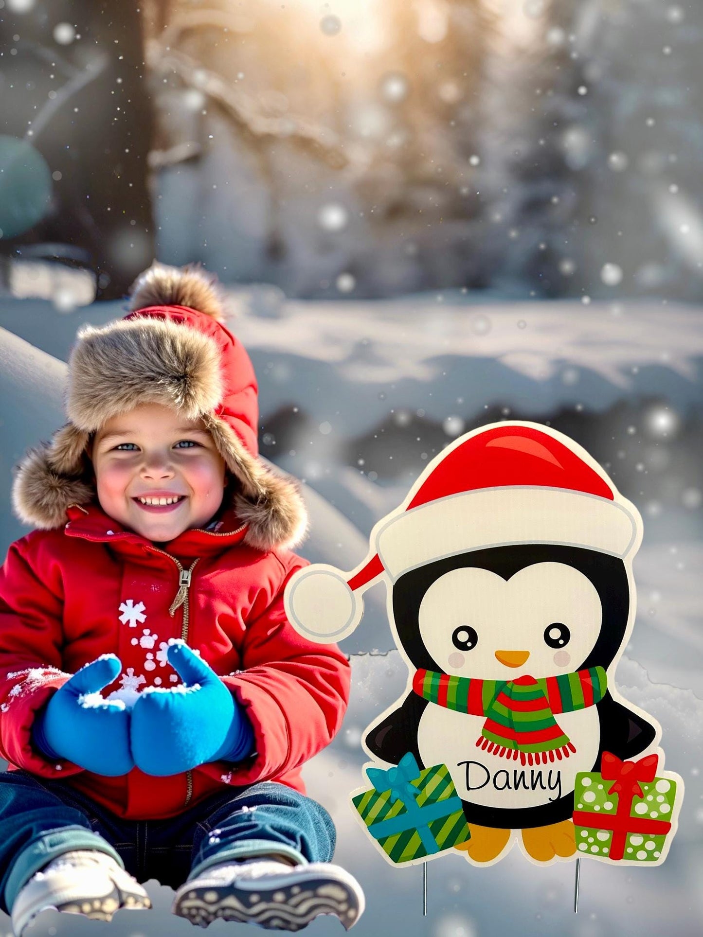 Penguin Christmas Yard Signs: Holiday Lawn Art Decor with Stakes