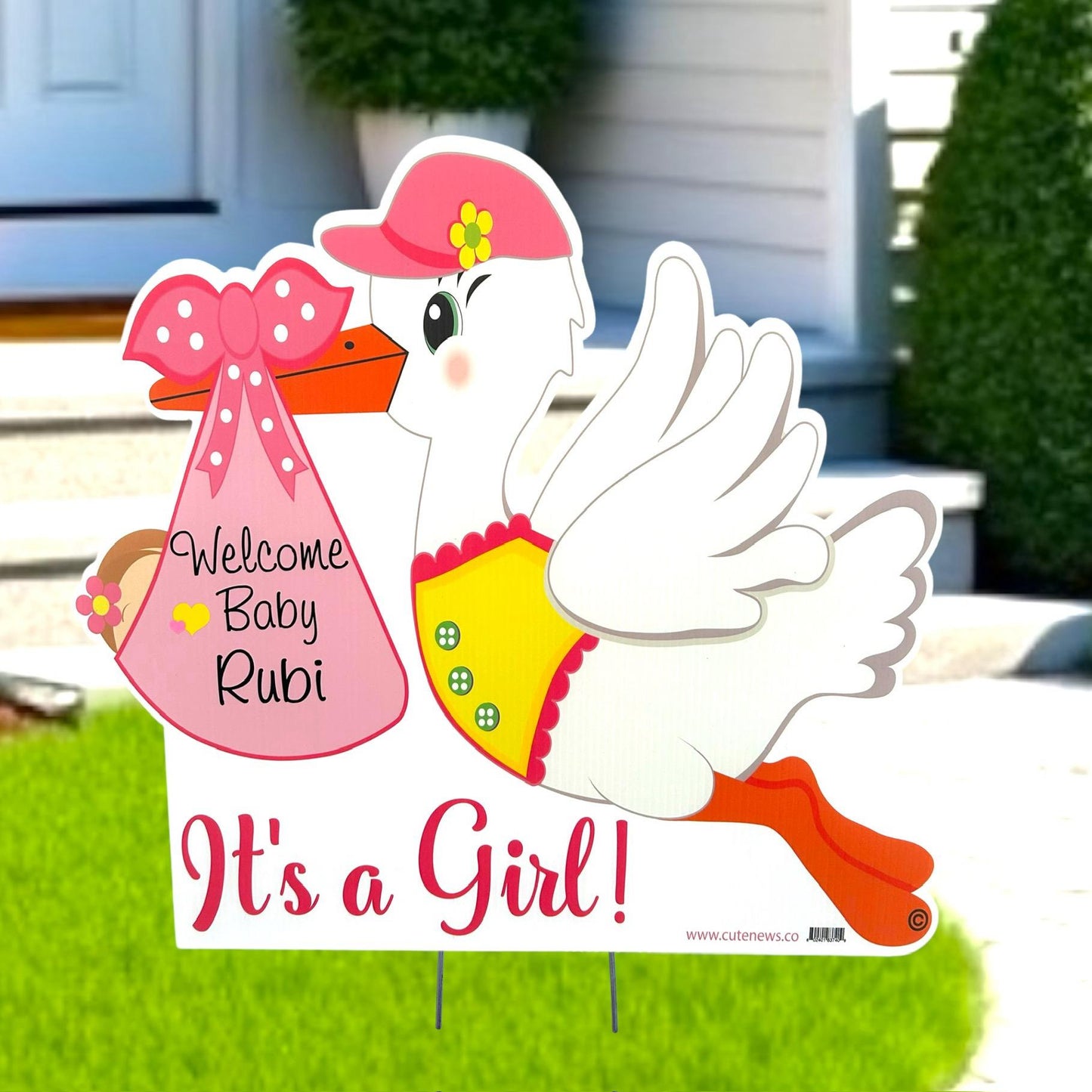 Twin Boys Stork Yard Sign: Personalized Newborn Announcement - Outdoor Lawn Decor