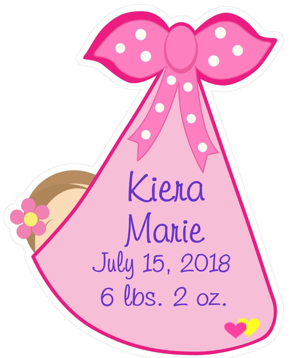 Personalized Baby Announcement Sign: Stork Door Hanger, New Birth Stats