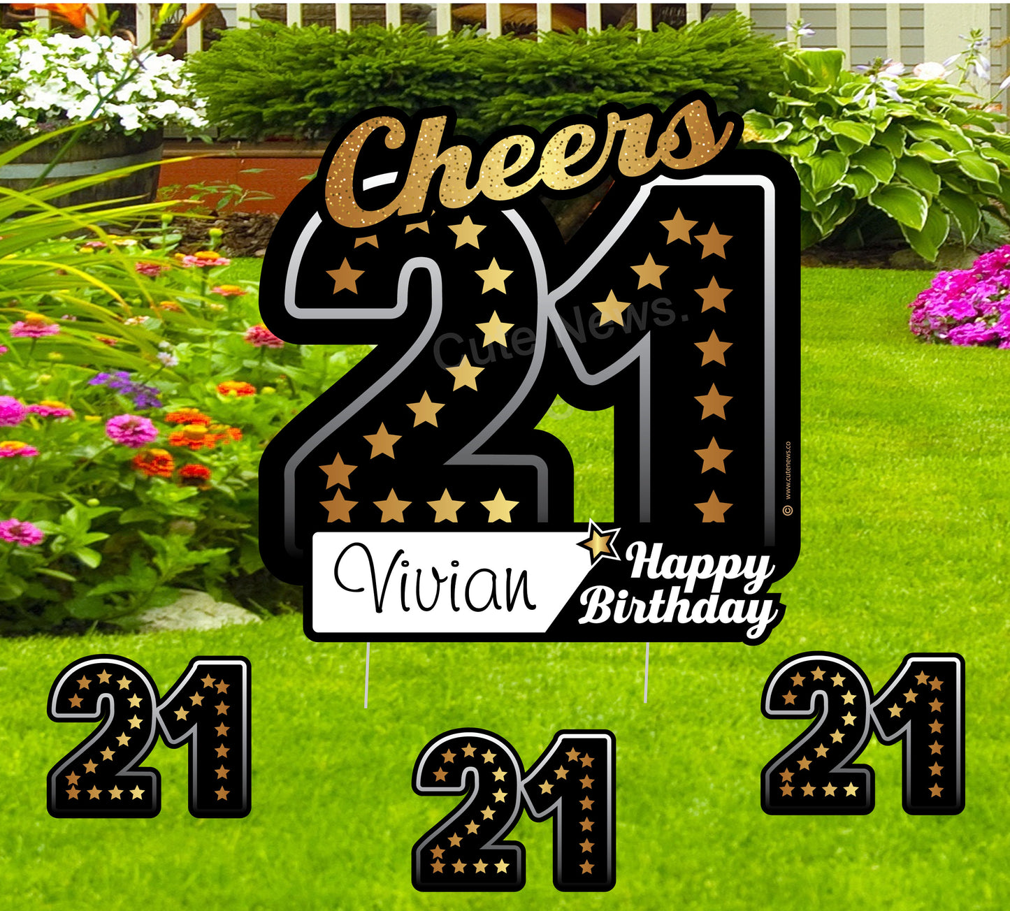 Personalized 21st Birthday Yard Sign: Outdoor Celebration Decor