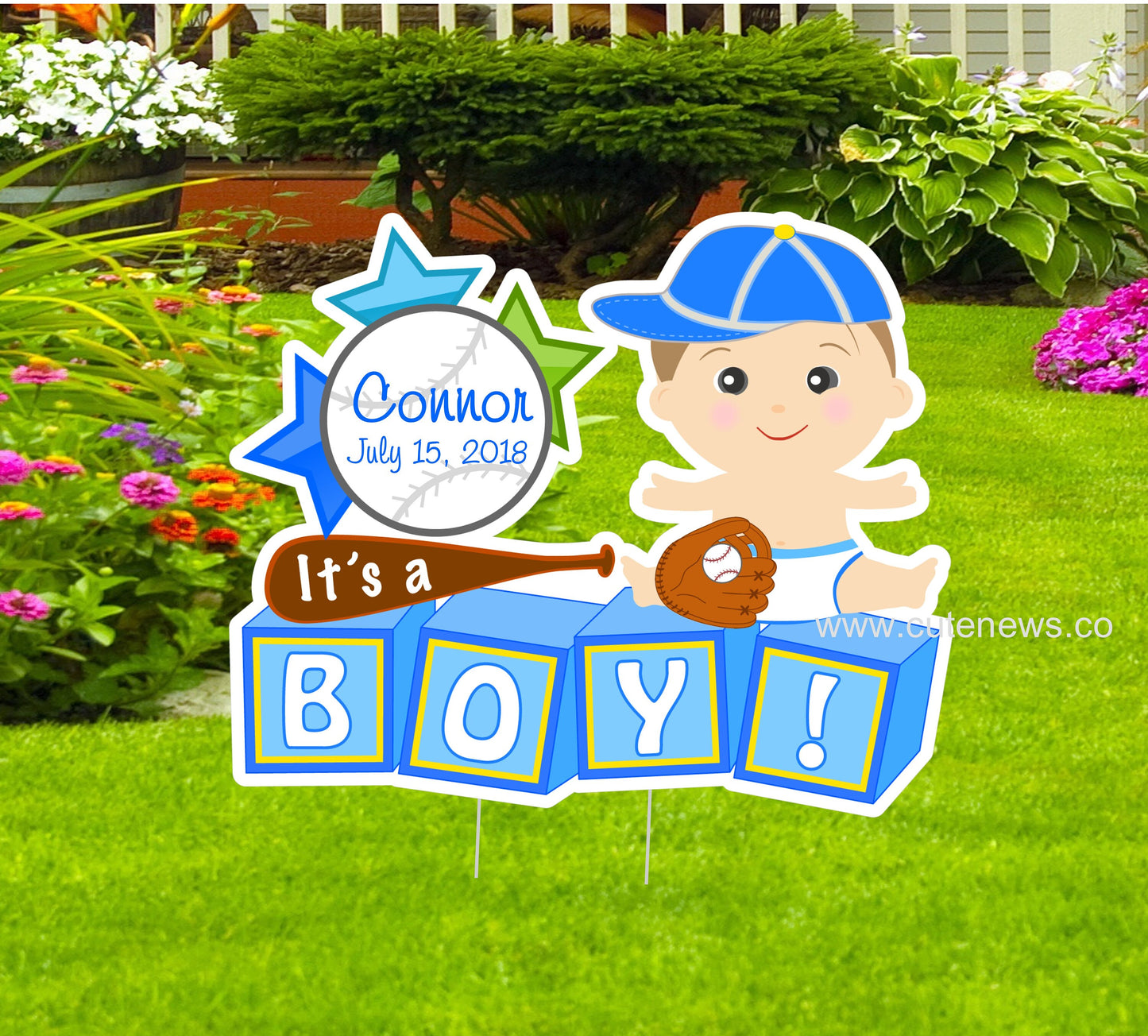 Baseball Baby Lawn Sign: Personalized Newborn Announcement, Shower Decoration