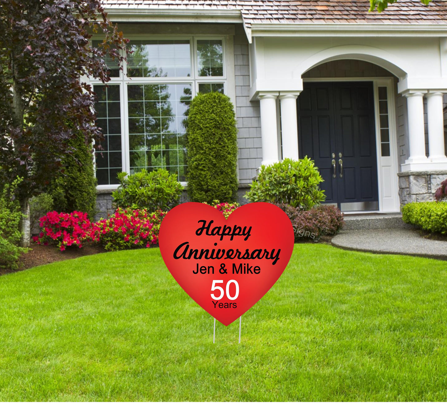 Personalized Anniversary Heart Yard Sign: Custom Lawn Decoration