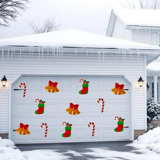 Christmas Ornament Signs - Outdoor Porch & Door Decor, Holiday Home Art Banner - Set of 12