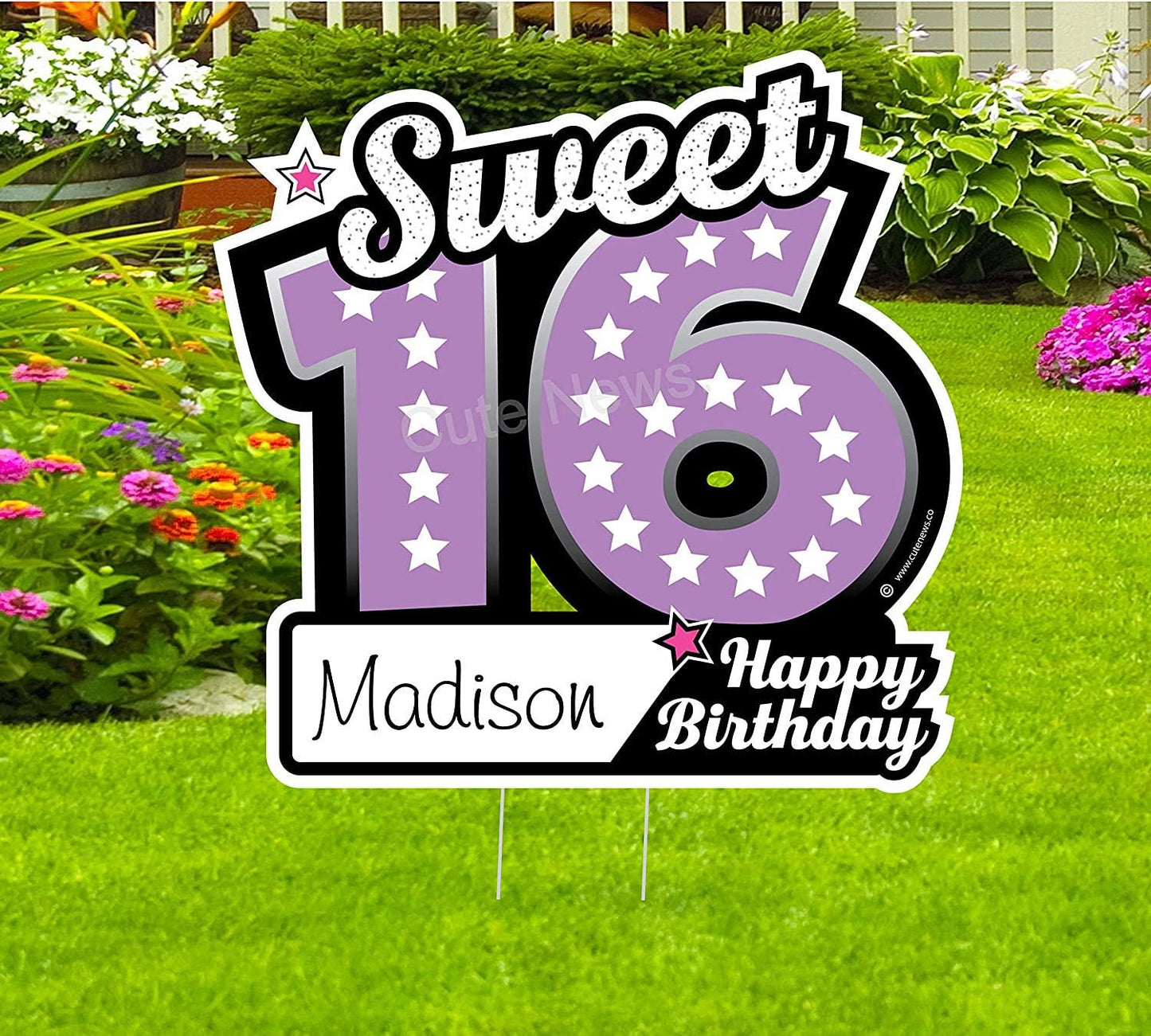 Personalized Sweet 16 Yard Sign: Birthday Lawn Decoration