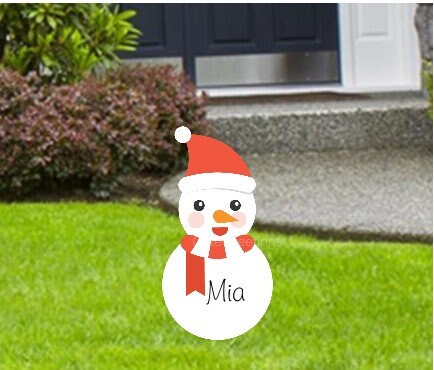 Personalized Snowman Christmas Yard Sign: Holiday Decor with Stakes