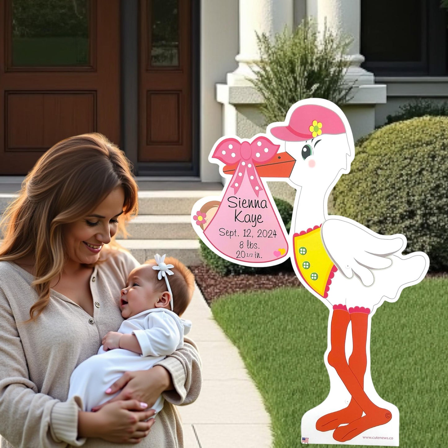 Welcome Home Baby Yard Sign, Stork Lawn Card, New Birth Stats, Its a Boy, Girl Baby Announcement Personalized Newborn Arrival Sign, Banner