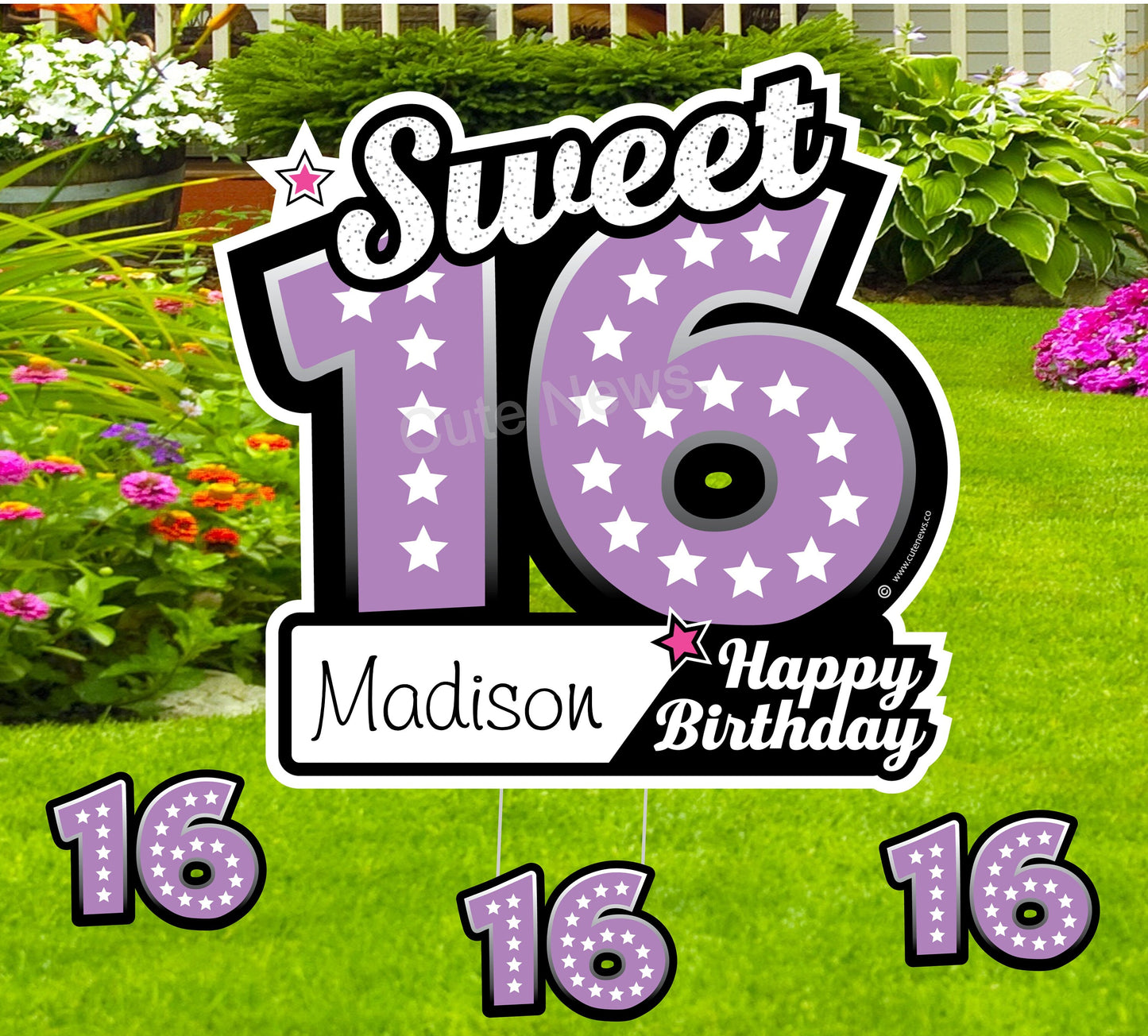 Personalized Sweet 16 Yard Sign: Birthday Party Decor