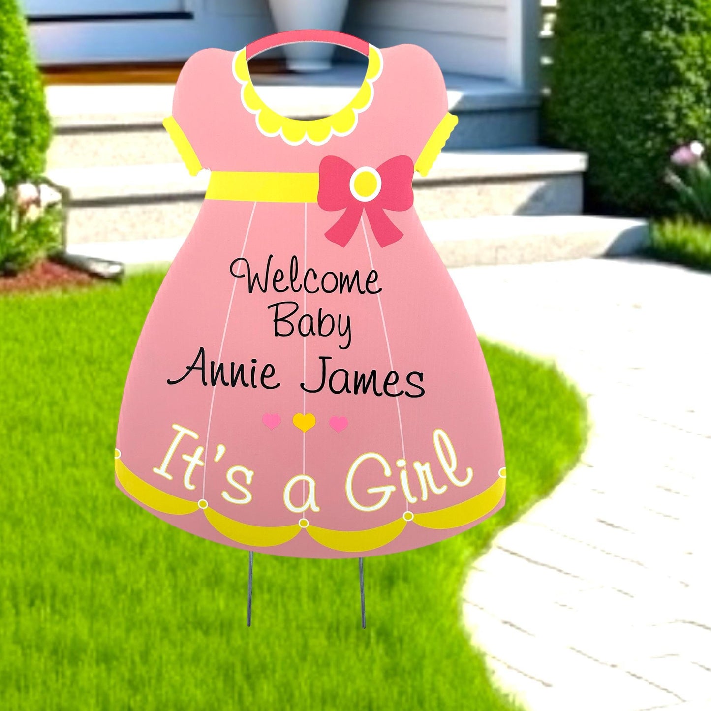 Personalized Baby Girl Yard Sign: Stork Welcome Home Decor