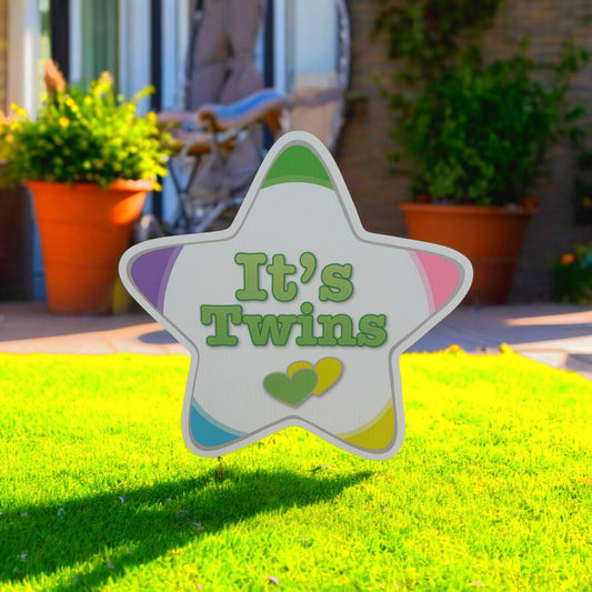 Triplets Announcement Yard Sign: Stork Outdoor Decor