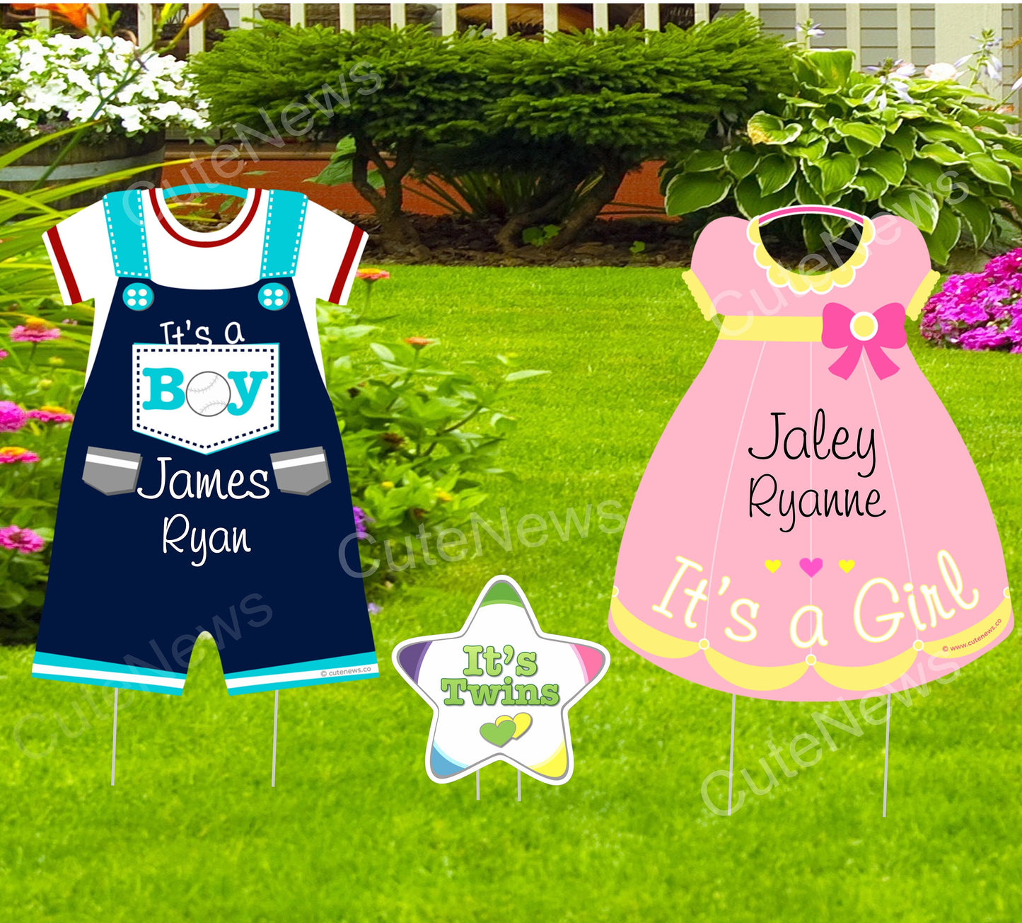 Twin Newborn Announcement Yard Signs: It's a Boy, It's a Girl, Welcome Home  Baby Decoration