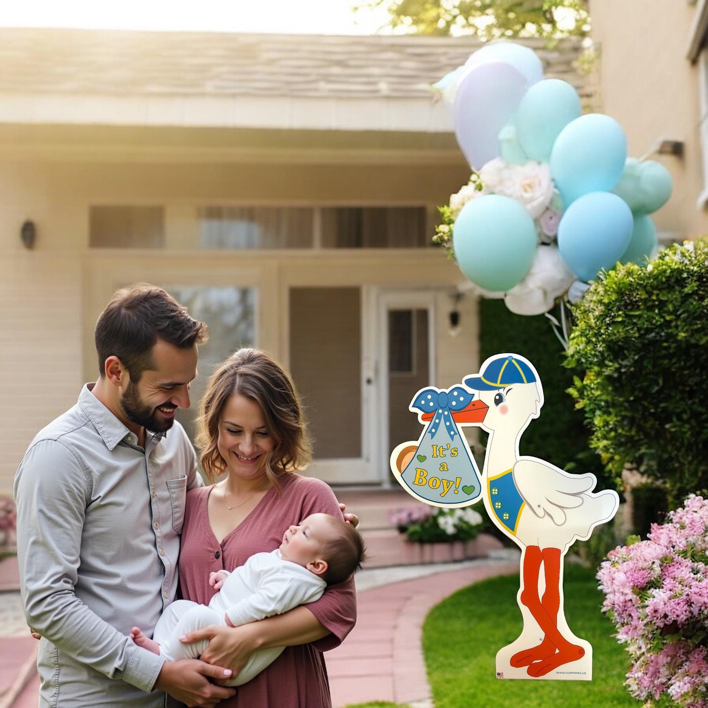 It's a Girl Stork Yard Sign, Outdoor Baby Lawn Announcement, Shower Party Decoration Card, Welcome Home Newborn Boy Banner, 4 feet tall Pink