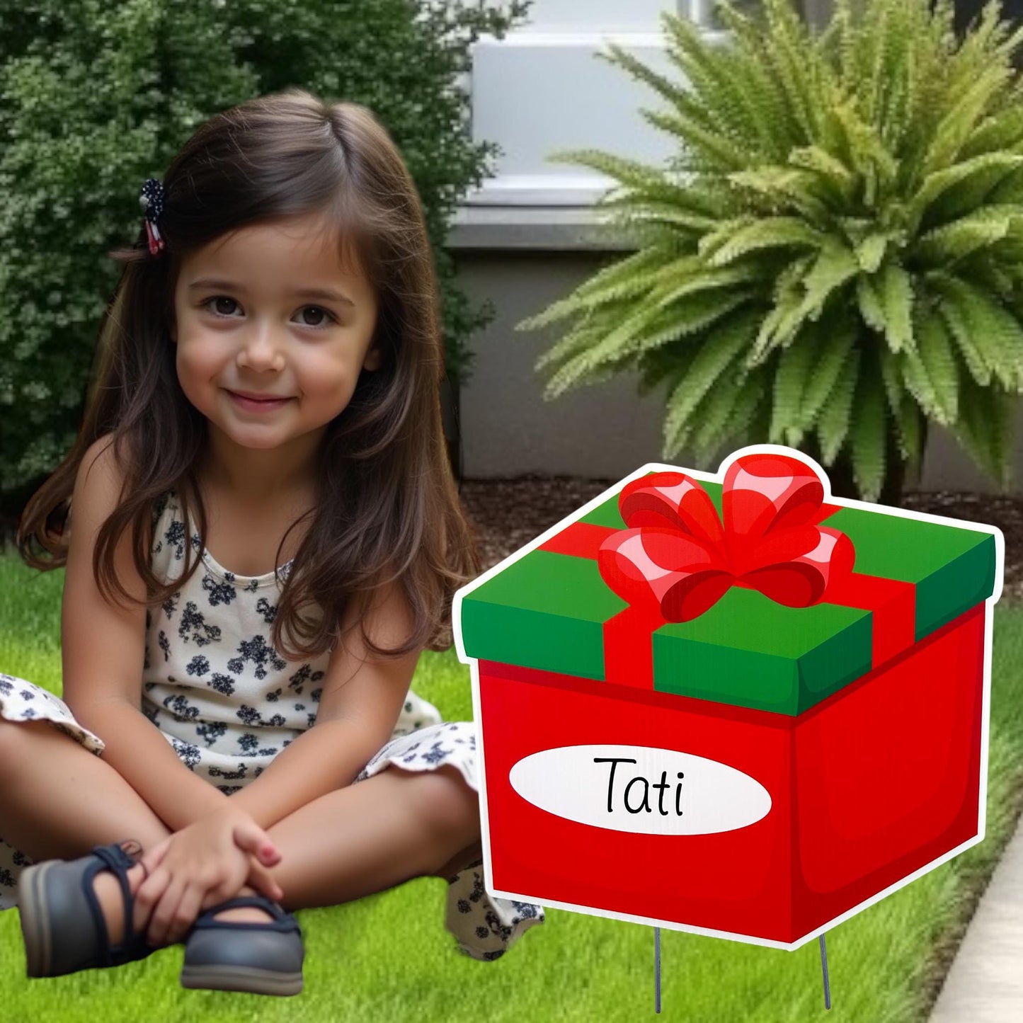 Personalized Christmas Present Yard Sign: Outdoor Holiday Decor