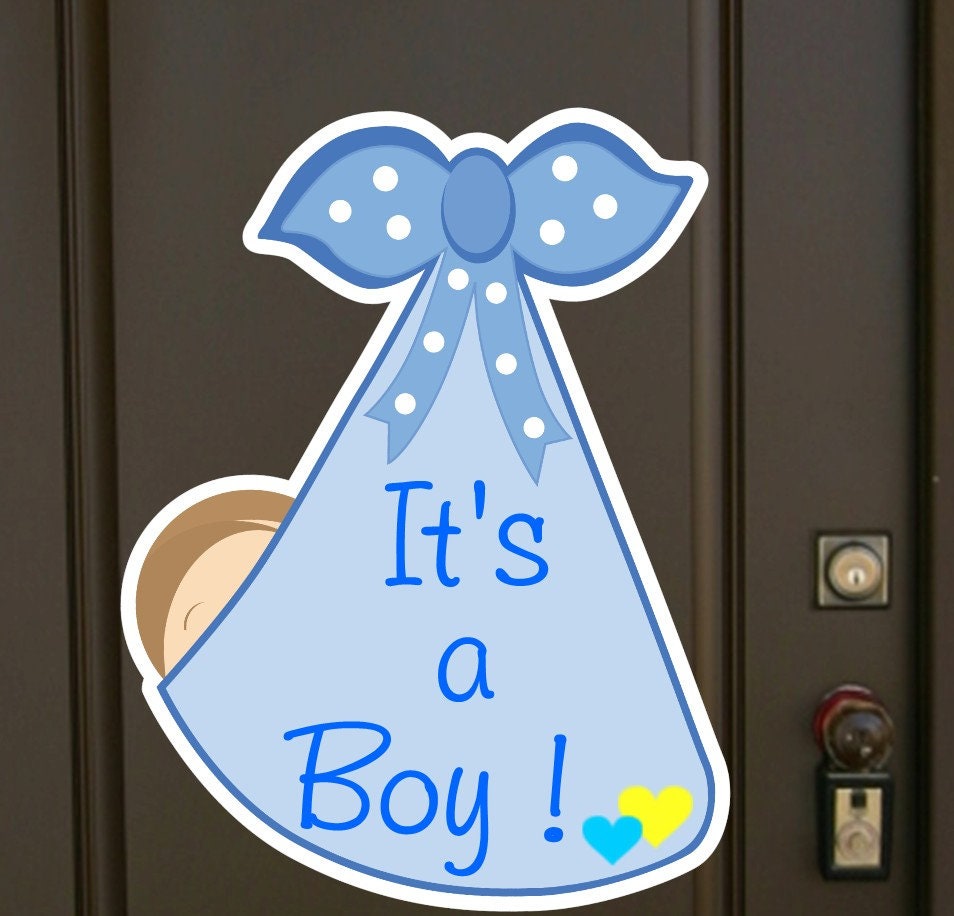 Stork Baby Announcement Sign: It's a Girl or Boy Door Hanger, Welcome Home Newborn Gift