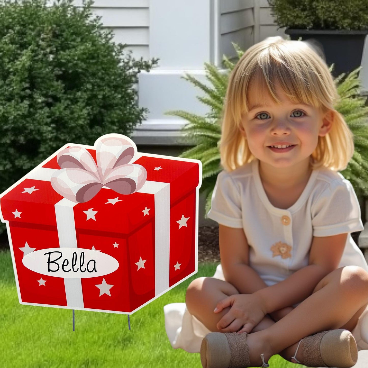 Personalized Christmas Present Yard Sign: Outdoor Holiday Decor