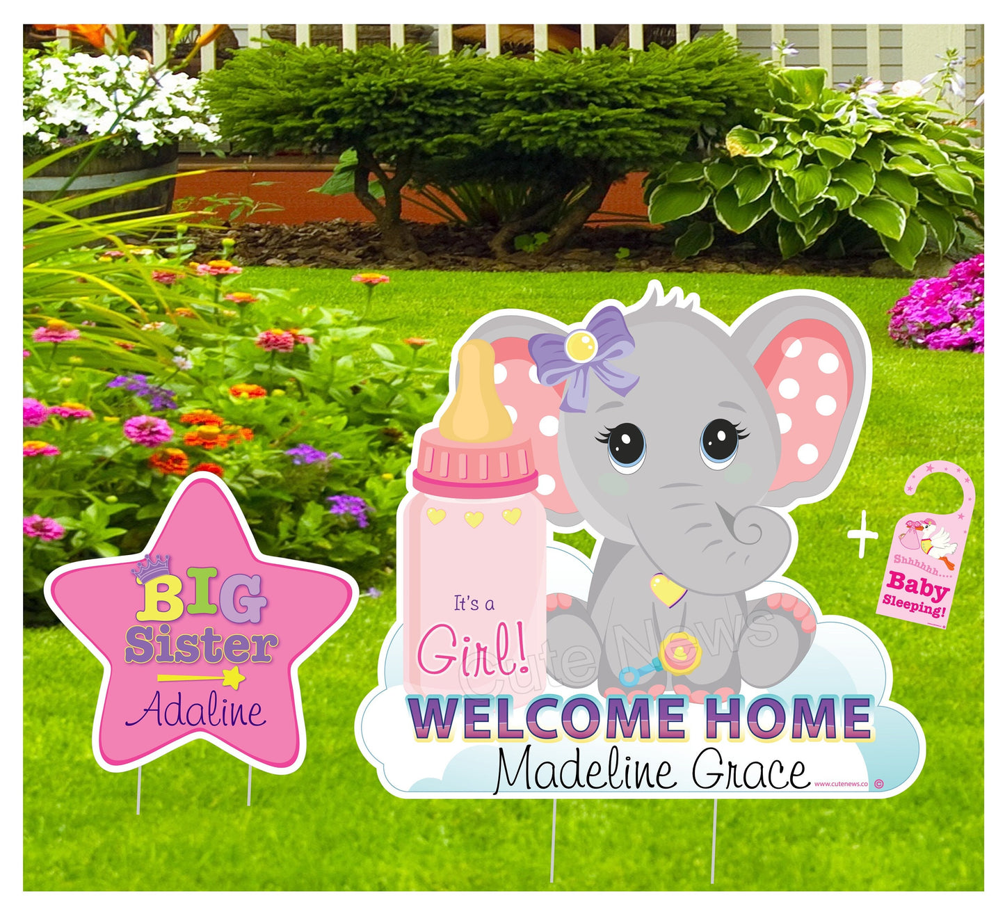 Personalized Elephant Baby Announcement Yard Sign: New Baby Decor