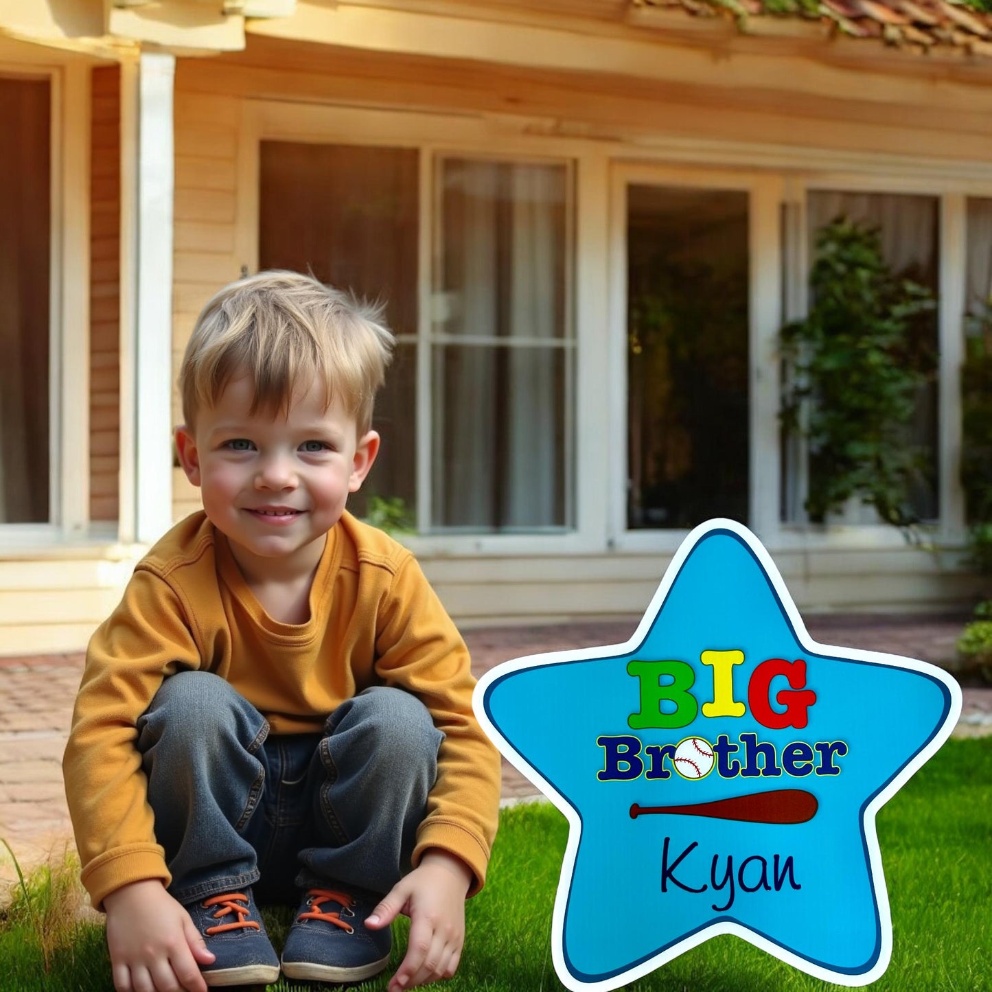 Personalized Stork Yard Sign: New Baby Announcement, Big Sibling Star Banner