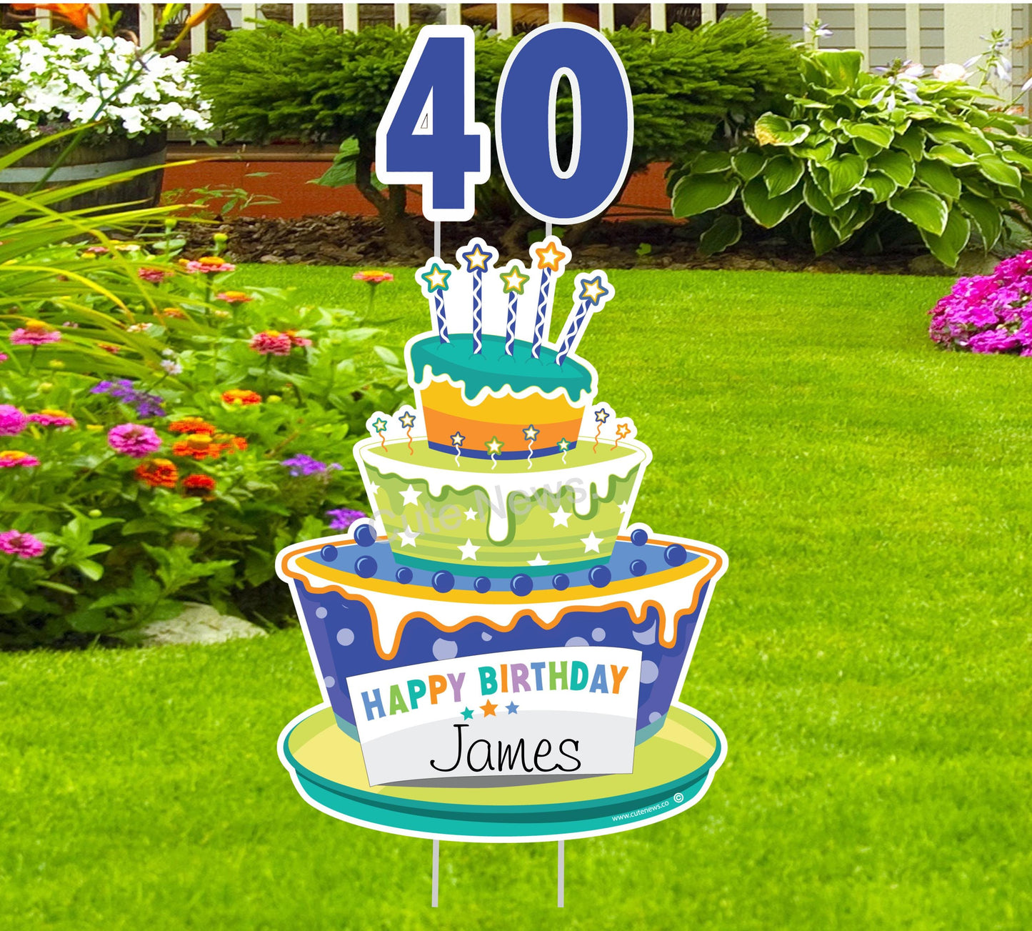 Personalized Birthday Cake Yard Sign: Custom Outdoor Party Decoration - Lawn Card