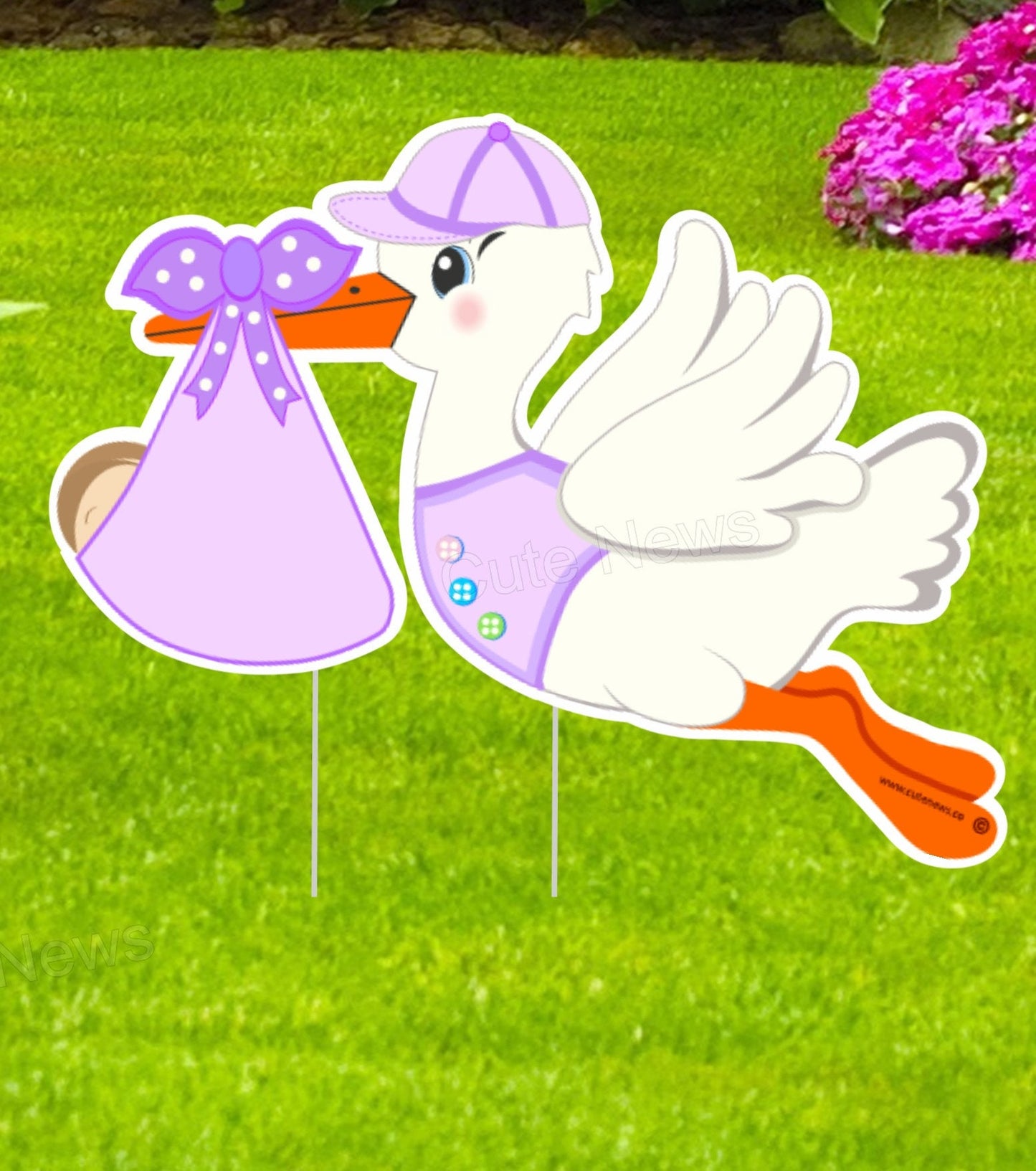 Baby Stork Lawn Sign: Gender Neutral Welcome Home Yard Art