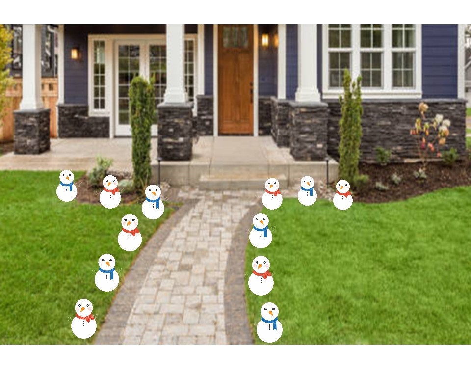 Christmas Yard Sign Set: Holiday Lawn Decor - Candy Canes, Presents, Trees, Snowmen - Outdoor Decorations