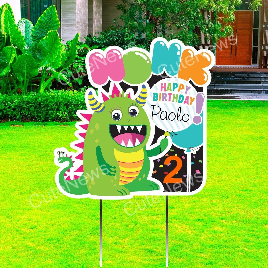 Monster Birthday Yard Sign: Personalized Outdoor Party Decor