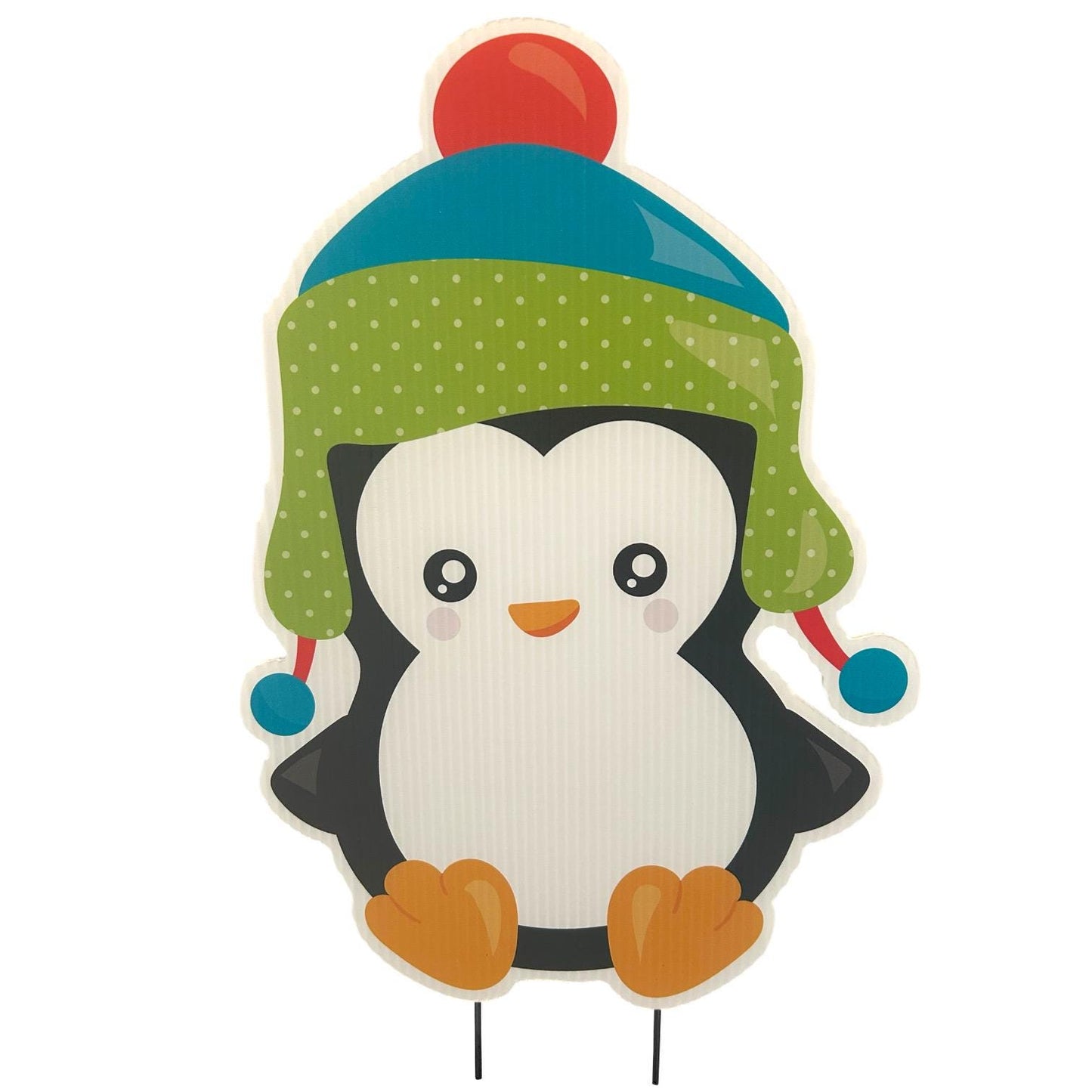 Personalized Christmas Penguin Yard Sign: Holiday Outdoor Lawn Decor