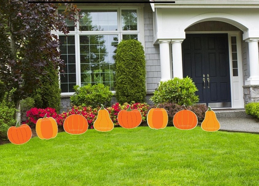 Personalized Pumpkin Yard Signs: Fall Harvest Decor with Stakes