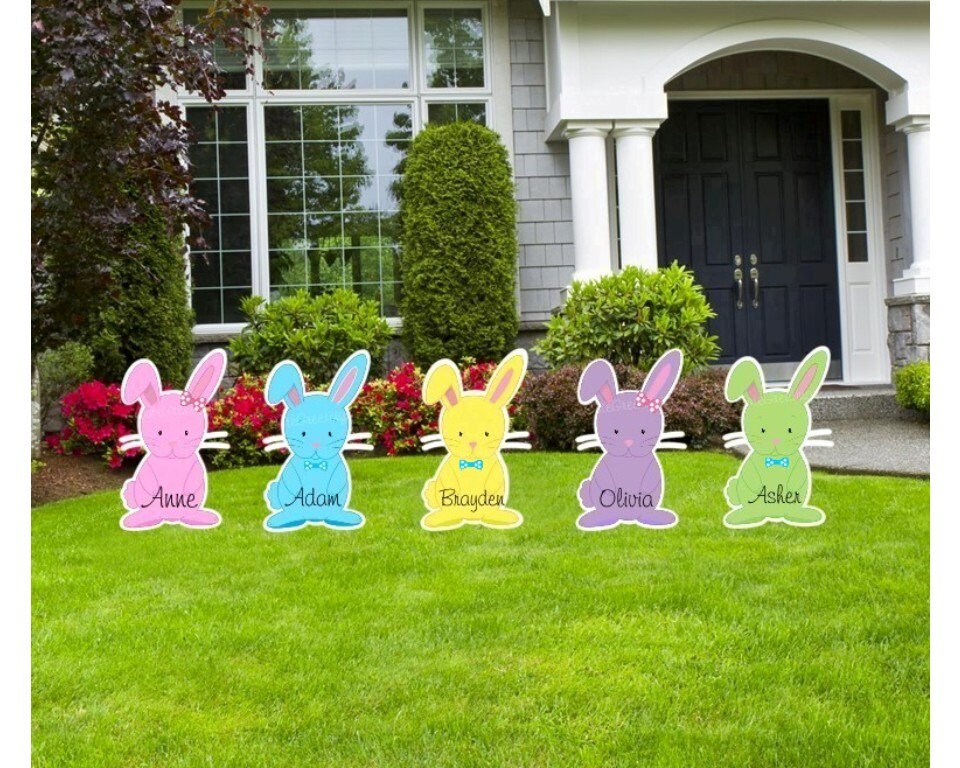 Easter Egg & Bunny Yard Signs: Colorful Holiday Lawn Decor, 6-Piece Set