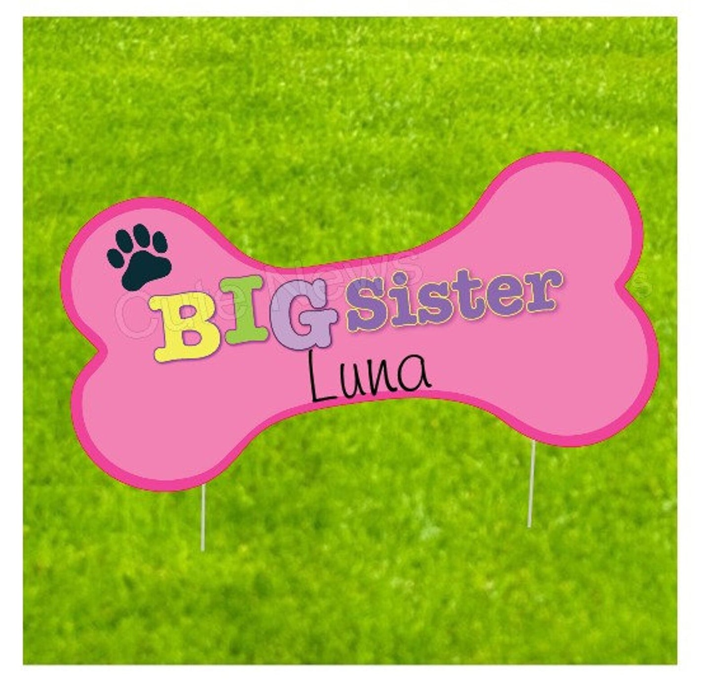 Personalized Stork Yard Sign: Baby Announcement with Sibling Star