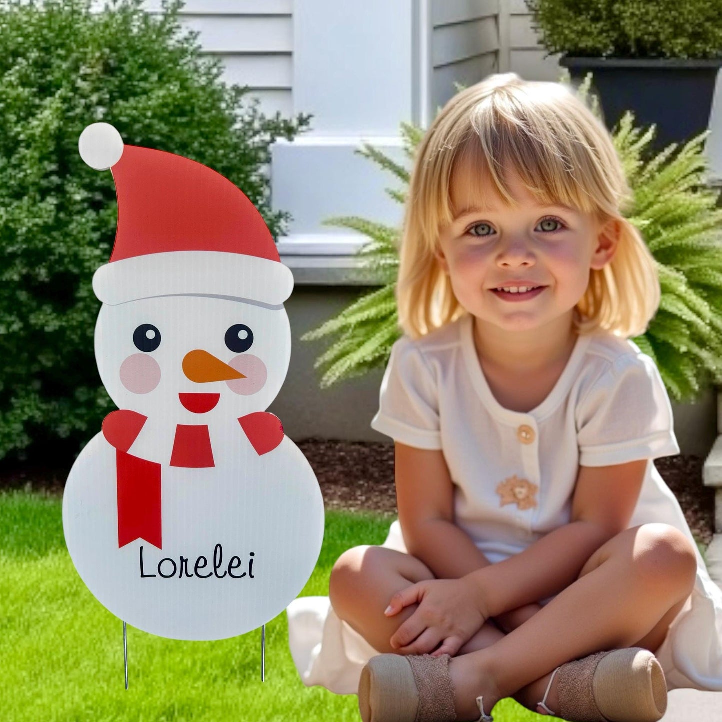 Personalized Snowman Christmas Yard Sign: Holiday Decor with Stakes