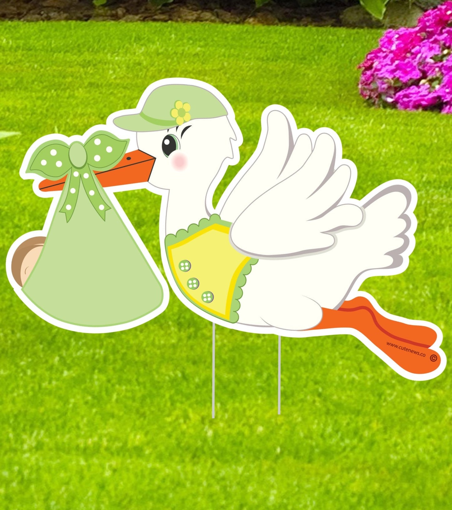 Baby Stork Lawn Sign: Gender Neutral Welcome Home Yard Art