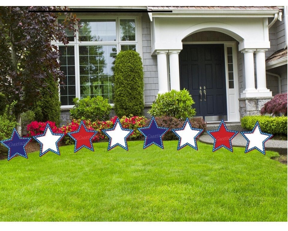 Patriotic Star Yard Signs: 4th of July, Outdoor Lawn Decorations